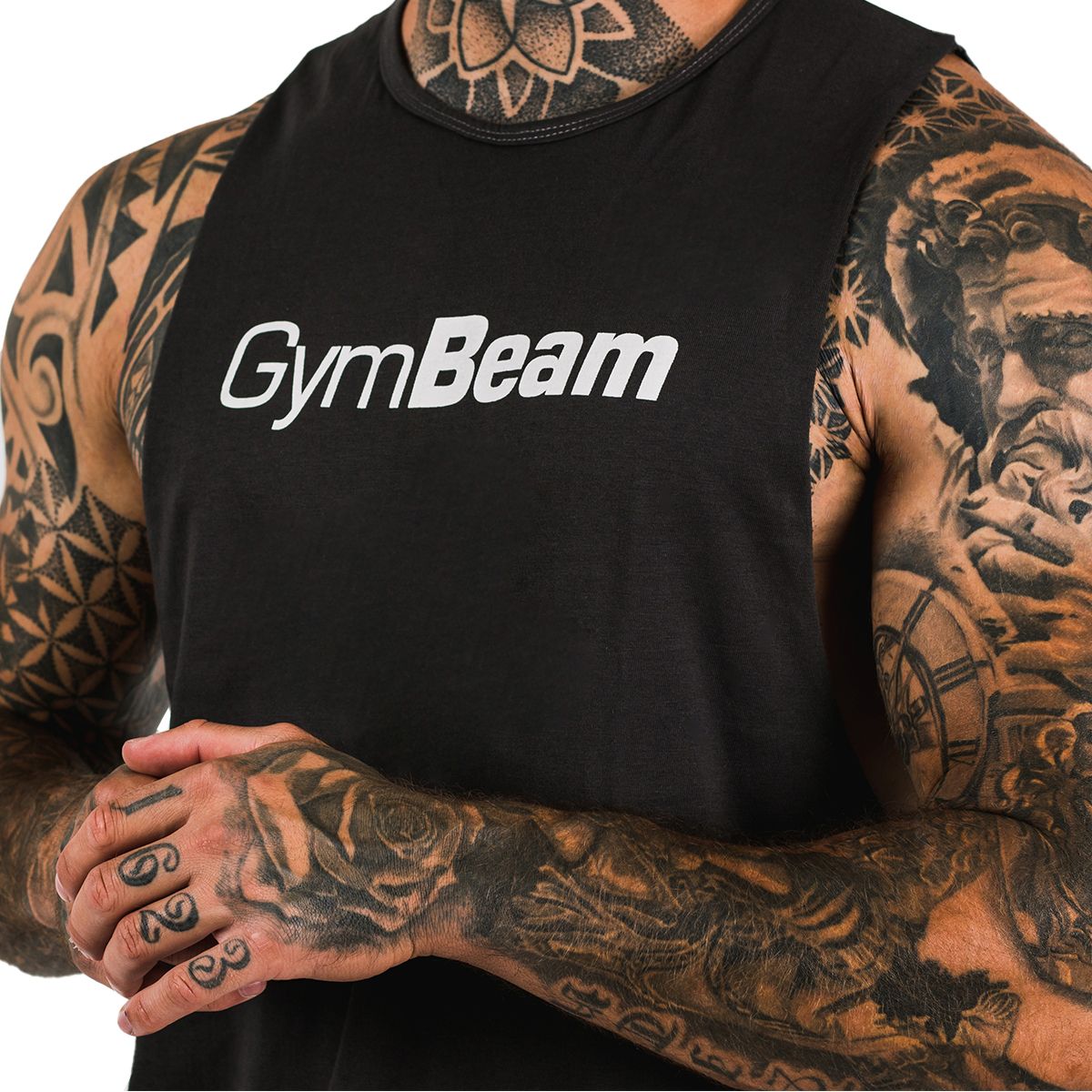 GymBeam Tanktop Herren Cut-Off Loose aus Baumwolle und Polyester in Schwarz