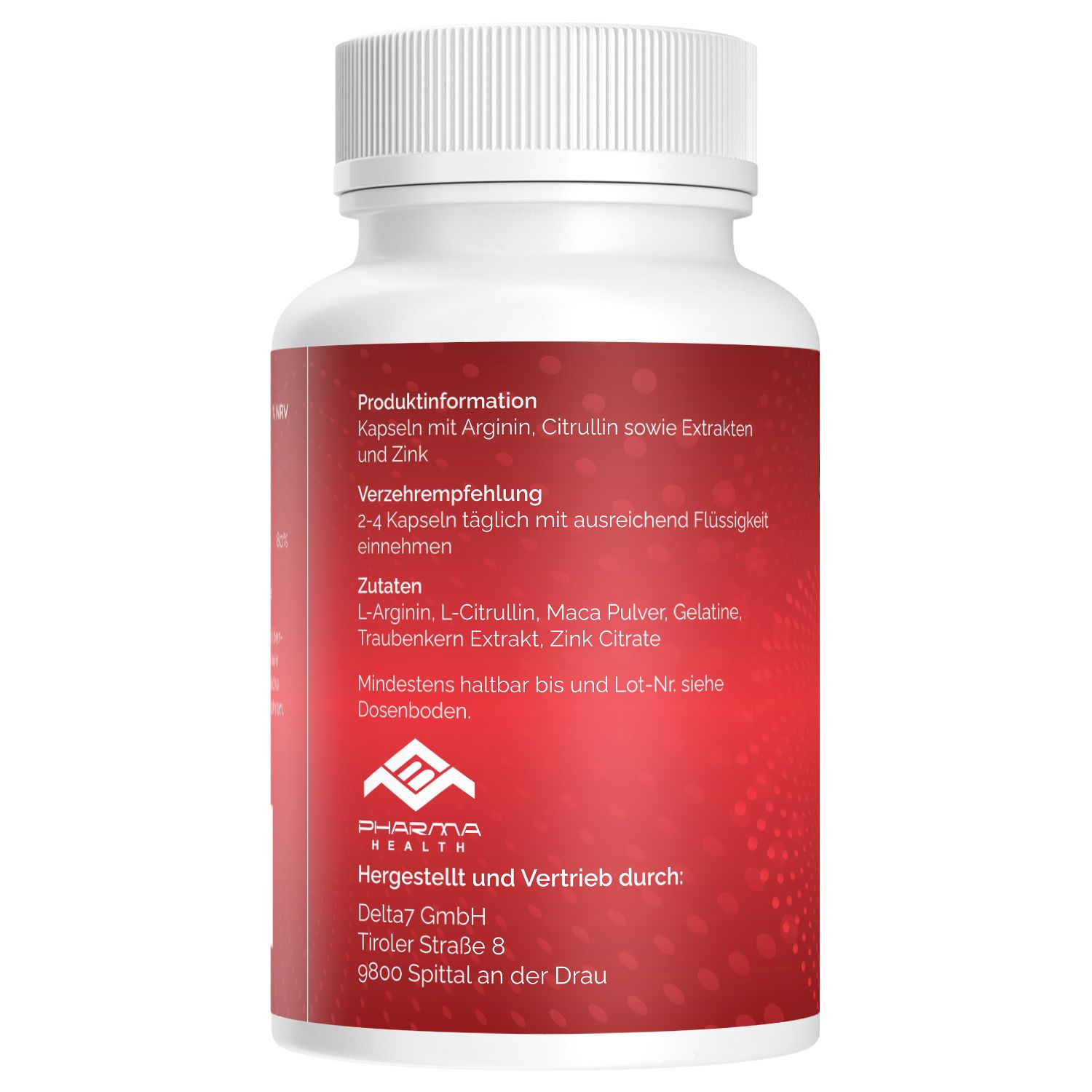 Rückseite eines Testo Booster Extreme Power Kapselbehälters mit Produktinformationen.