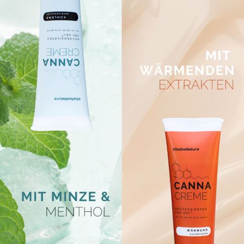 Zwei Tuben. Text: Mit Minze & Menthol. Mit wärmenden Extrakten.