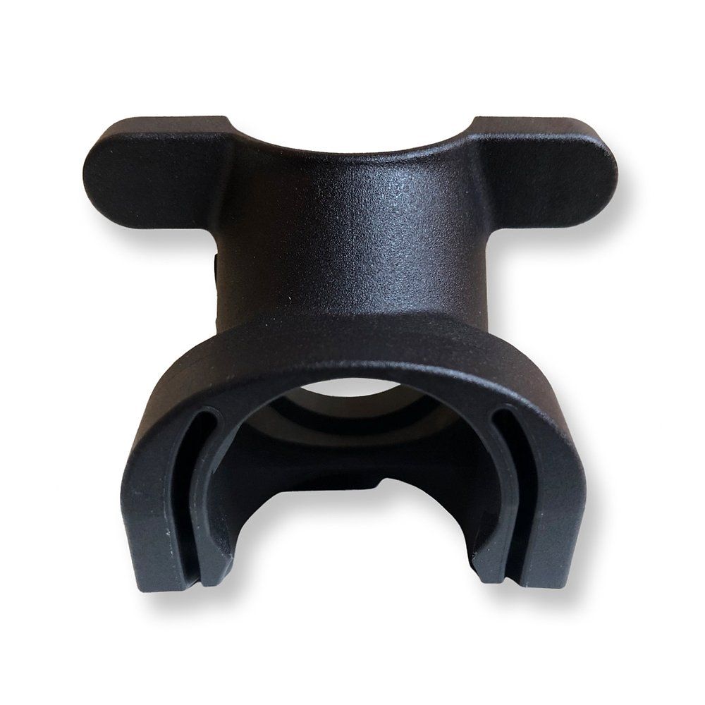 Schwarzer Hantelverschluss mit bogenförmiger Öffnung.