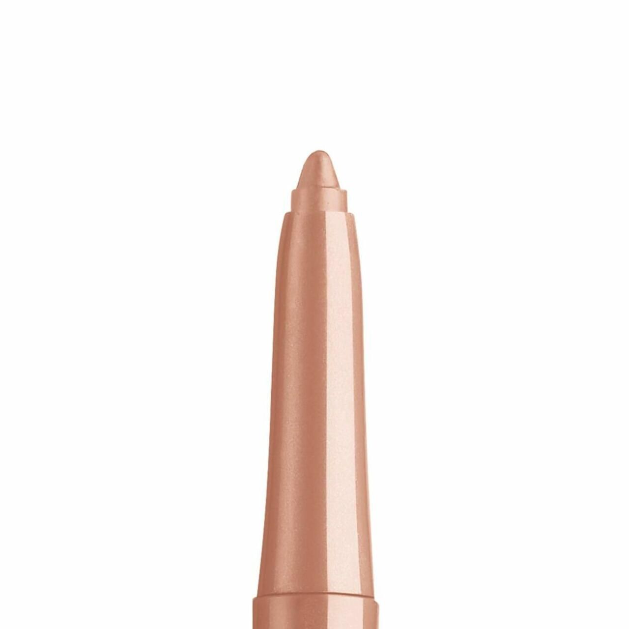 Nahaufnahme der Spitze eines goldfarbenen Mineral Eye Stylers. Spitze spitz zulaufend.