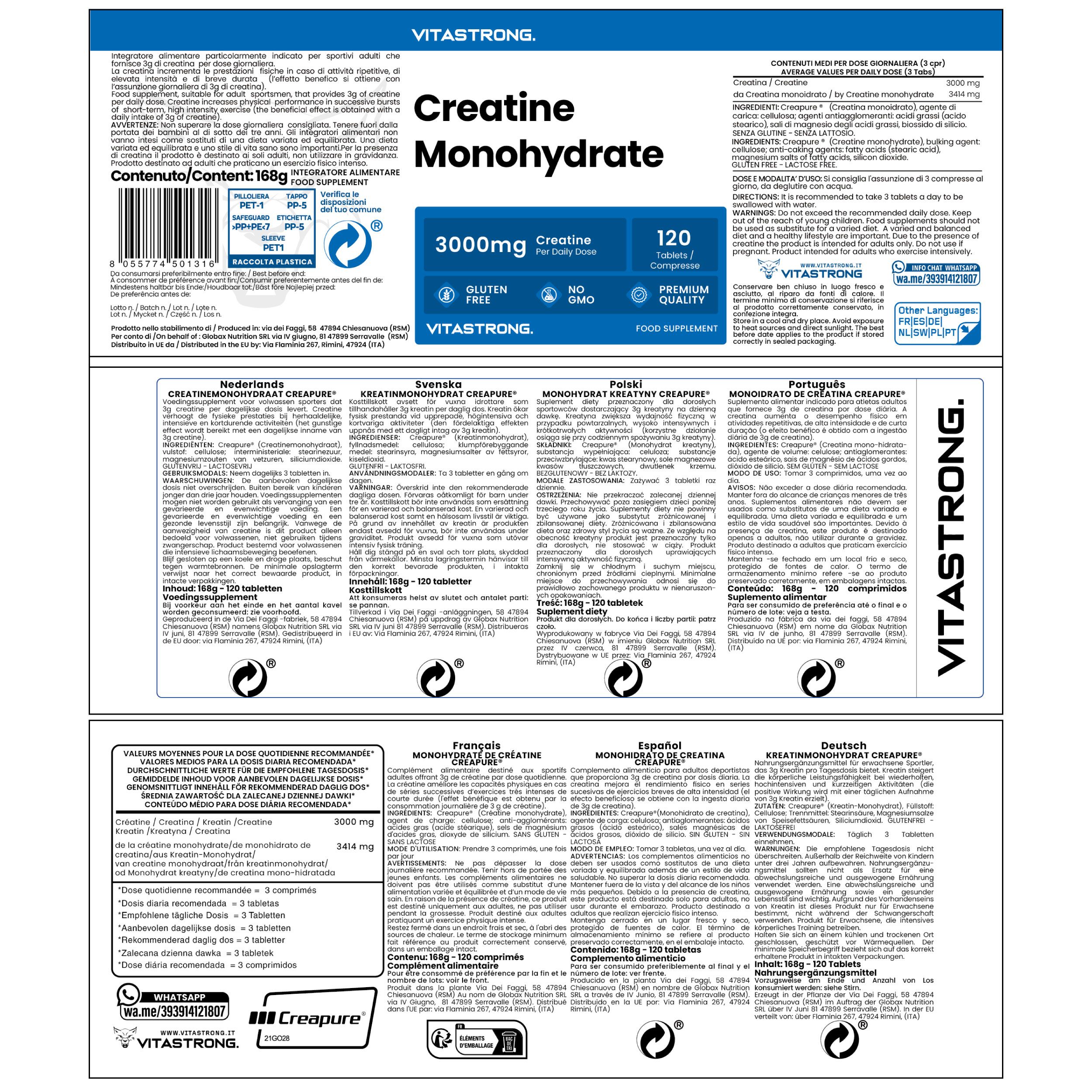 Vitastrong Creatin Creapure® 120CPR