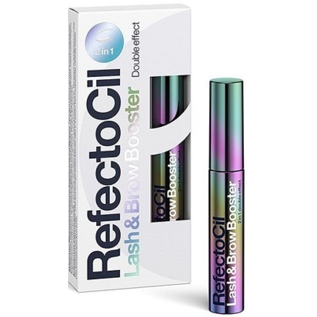 Lash & Brow Booster mit Verpackung. Produktname und Logo deutlich sichtbar.