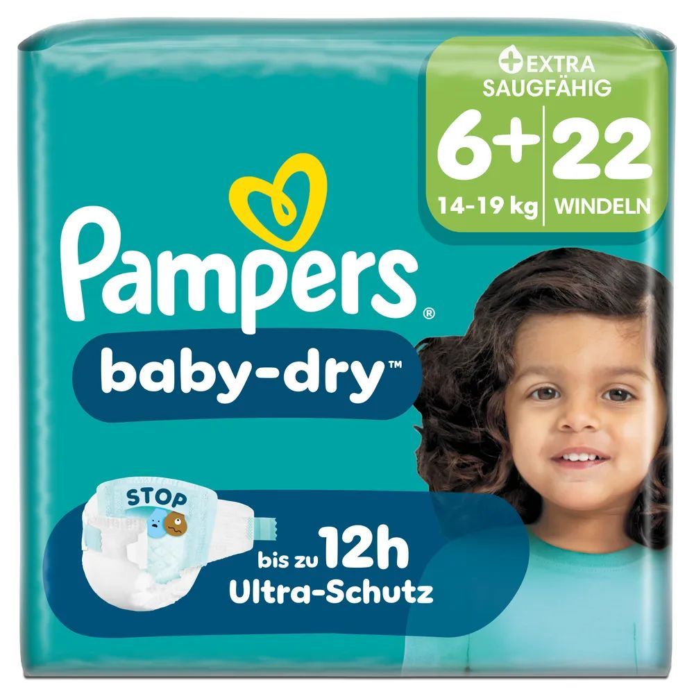 Pampers Baby Dry Gr.6+ Extra Large Plus 14-19kg Windeln Single Pack 22 St
