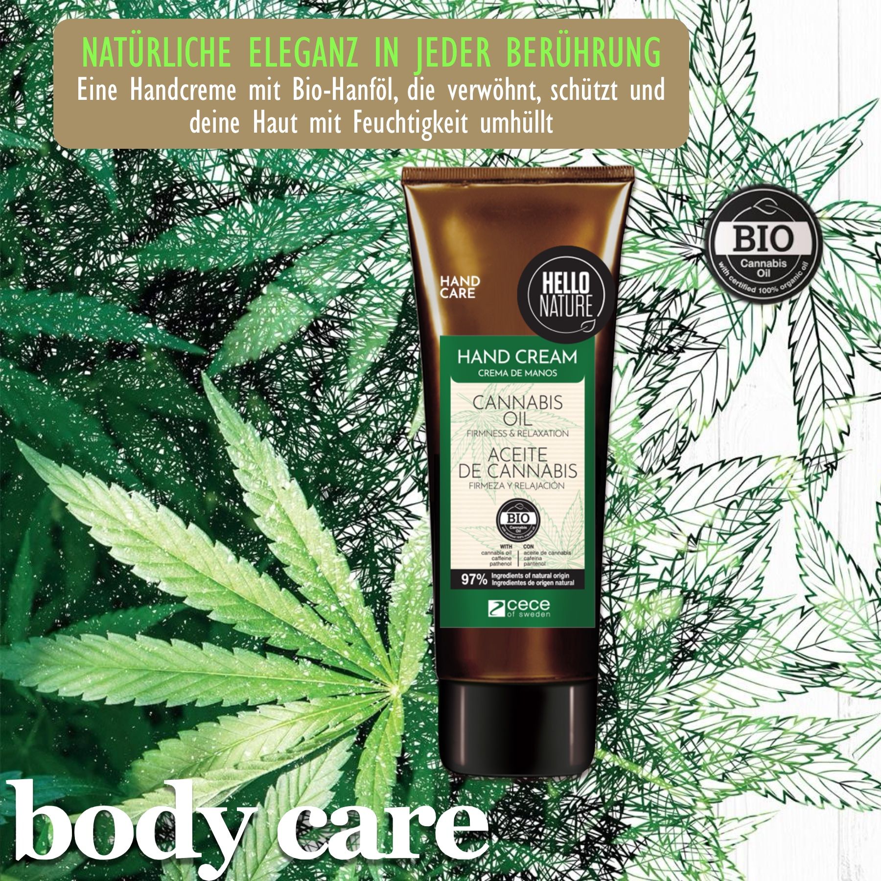 Hello Nature Handcreme für Handpflege mit Hanföl