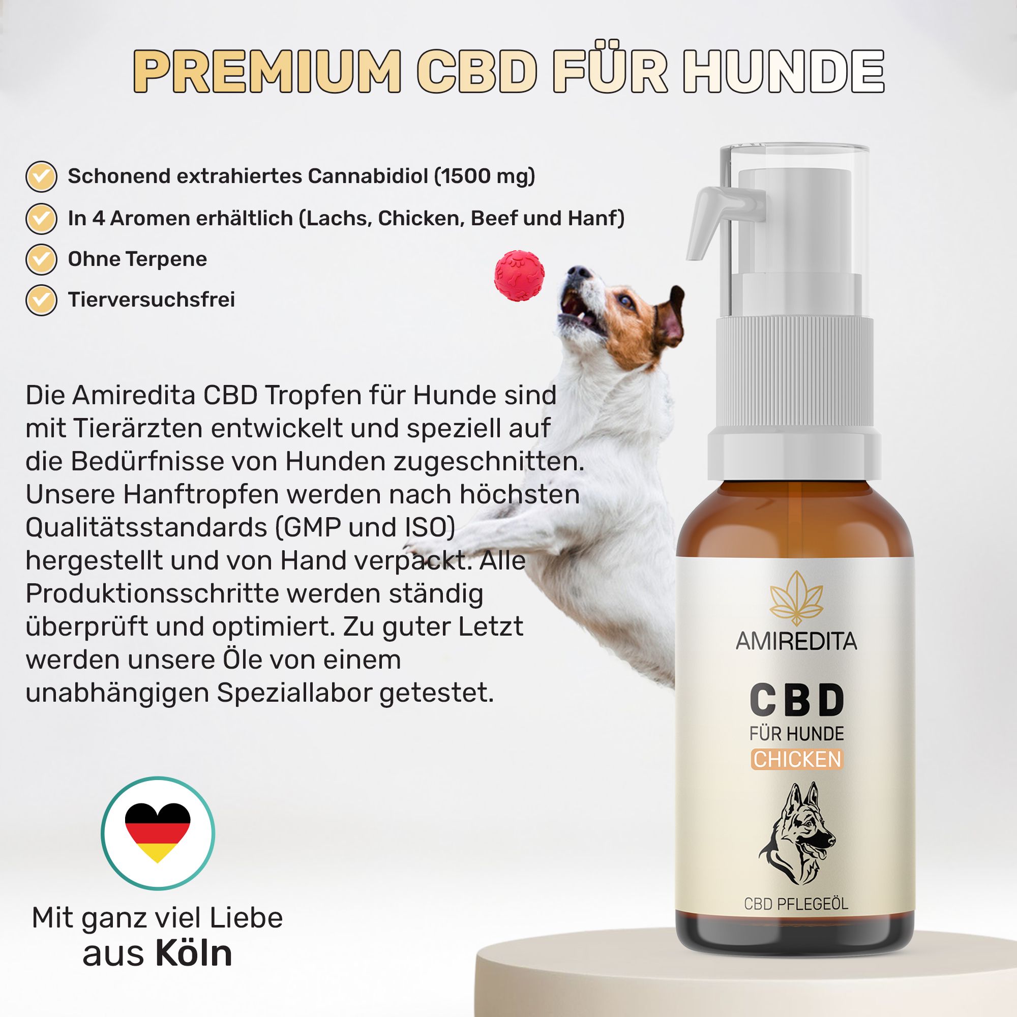 Amiredita CBD Öl Hunde 1500mg - Huhnaroma