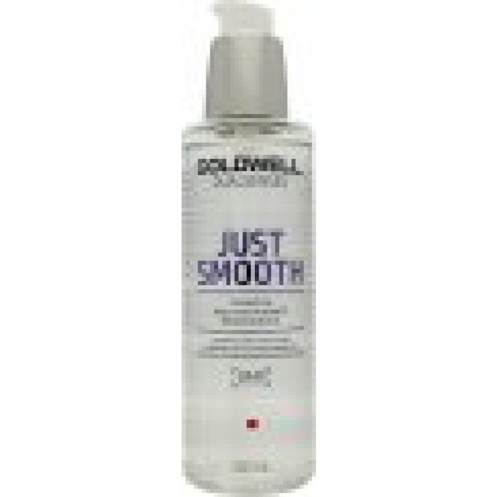 Goldwell Dualsenses Just Smooth Taming Oil. Transparente Flasche mit Pumpe. Produktname und Marke sichtbar.