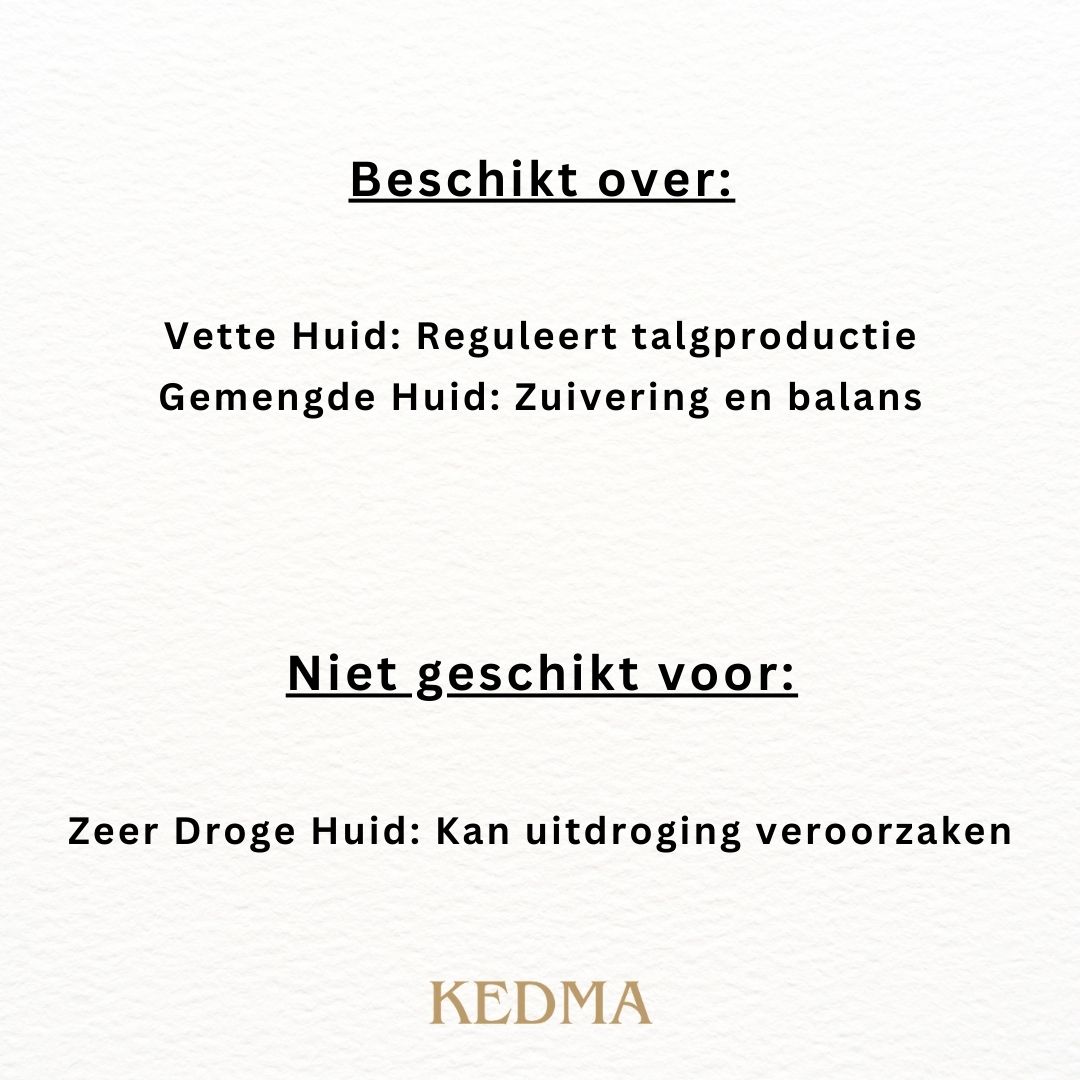 Kalmerende Hydratatie. Behoudt hydratatie en kalmeert geïrriteerde huid. Kedma logo.