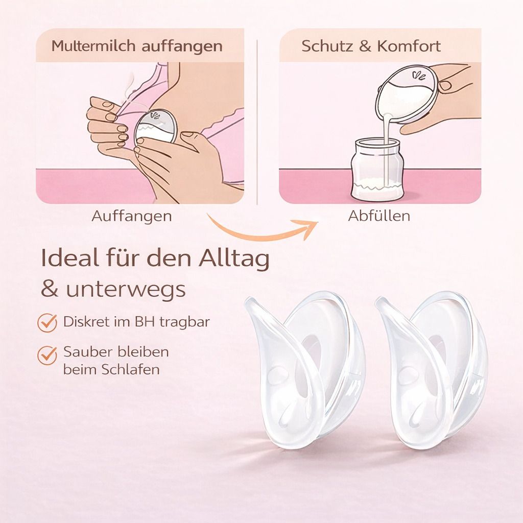 Muttermilchsammler Silikon , BPA frei, wiederverwendbar, auslaufsicher & diskret