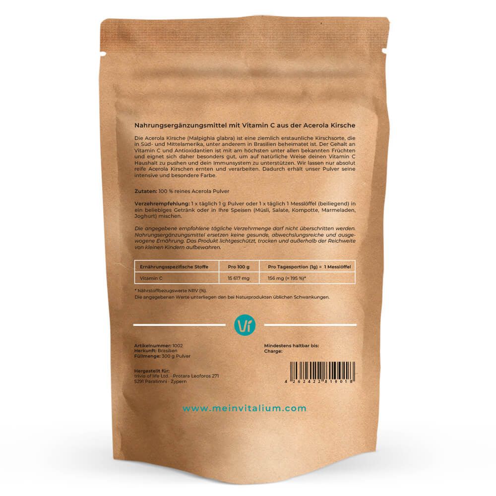 meinVitalium - reines Acerola Kirsch Vitamin-C Pulver
