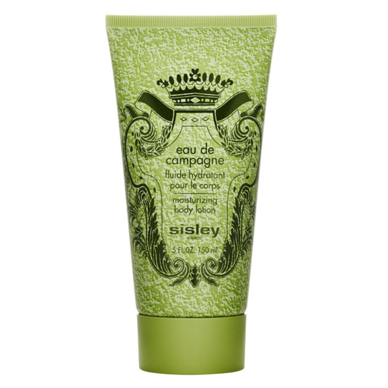 Grüne Tube mit Schriftzug Eau de Campagne, Fluide Hydratant pour le corps, Sisley. 150 ml.