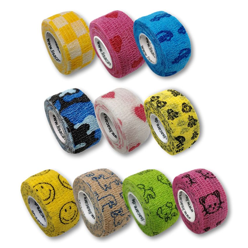 Rollen LisaCare Pflaster mit verschiedenen Mustern: Karos, Herzen, Autos, Tarnmuster, Smileys, etc.