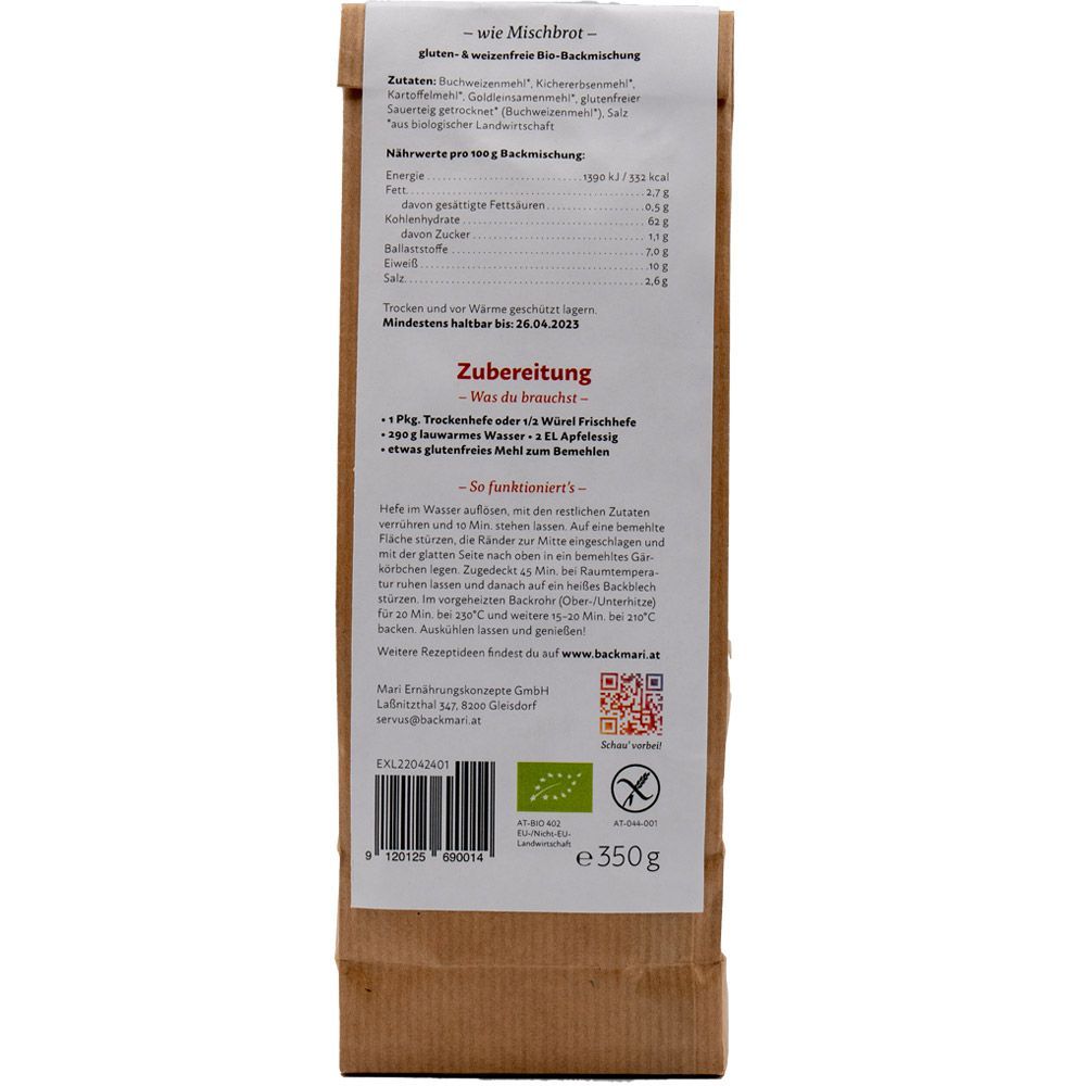 Backmari Strawanzer Mischbrot Backmix glutenfrei 350 g - Shop Apotheke