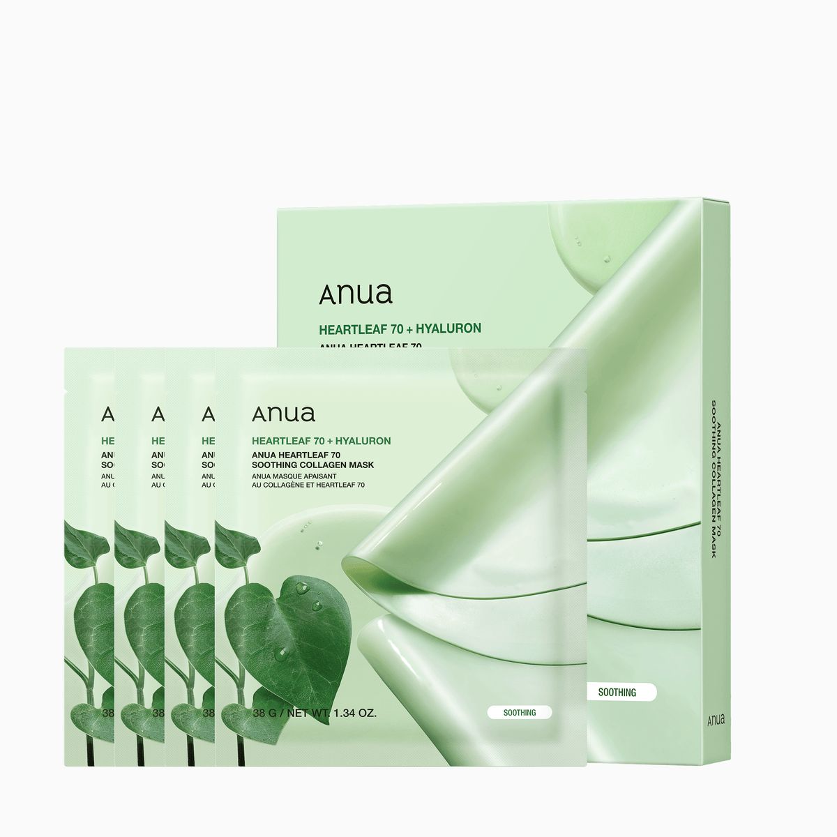 Anua Heartleaf 70 Soothing Collagen Mask 38g (1ea)*4set 38 g Gesichtsmaske