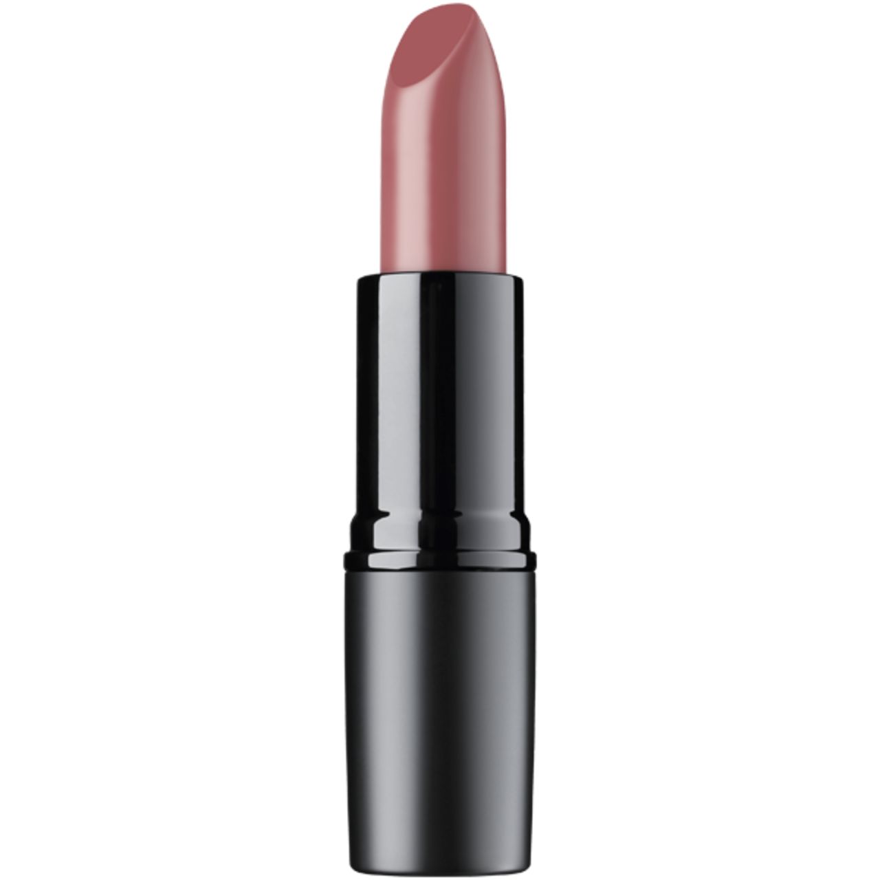 Rosafarbener Lippenstift in schwarzem Halter. Spitze abgeschrägt.