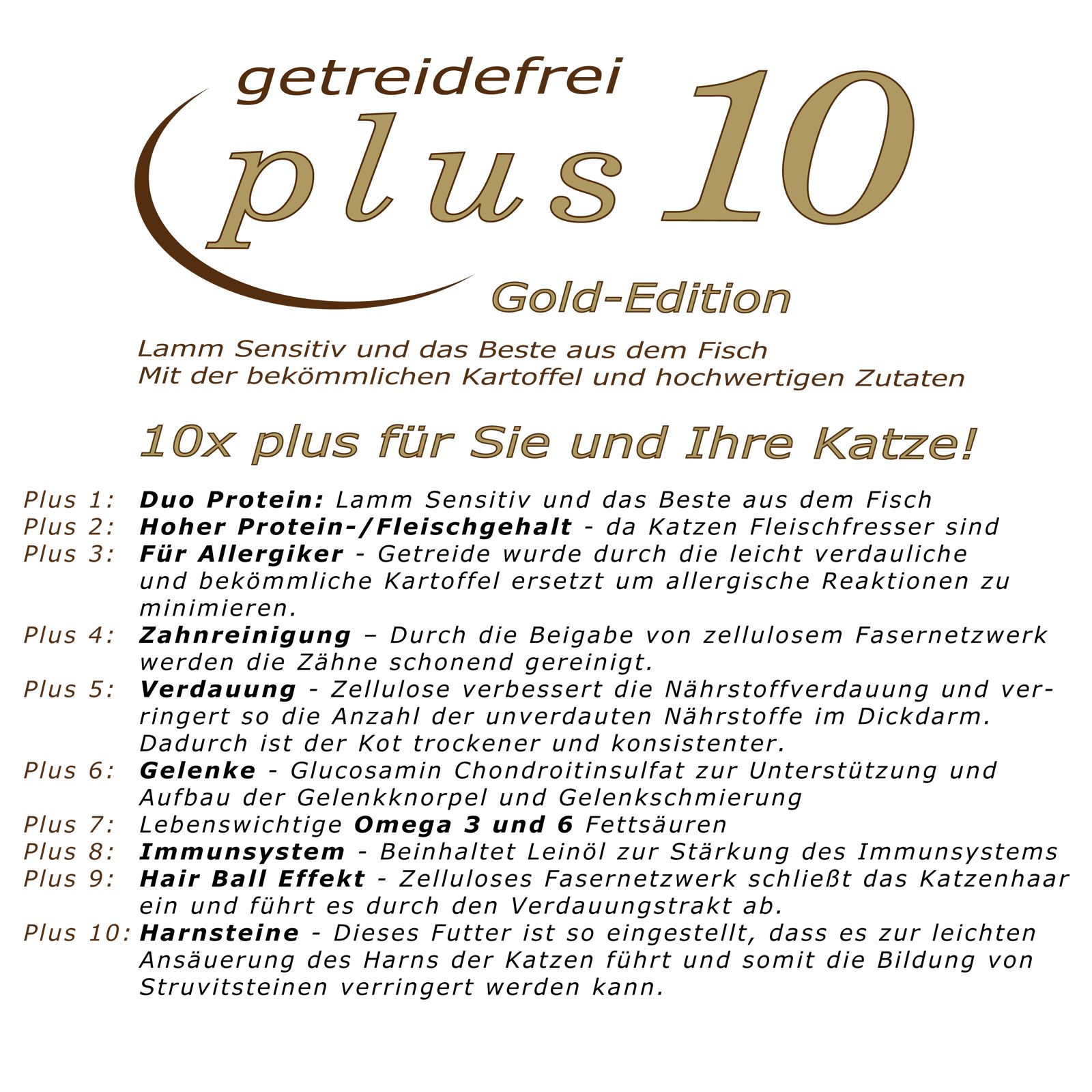 Getreidefreies Katzenfutter Trockenfutter Plus 10