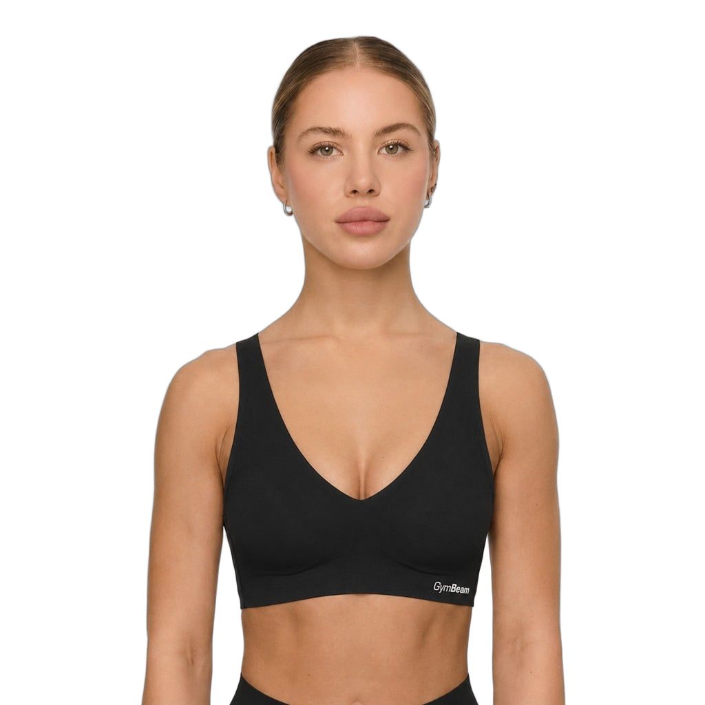 GymBeam Sport-BH nahtlos mit breiten Trägern und Reißverschluss hinten Black 1 St