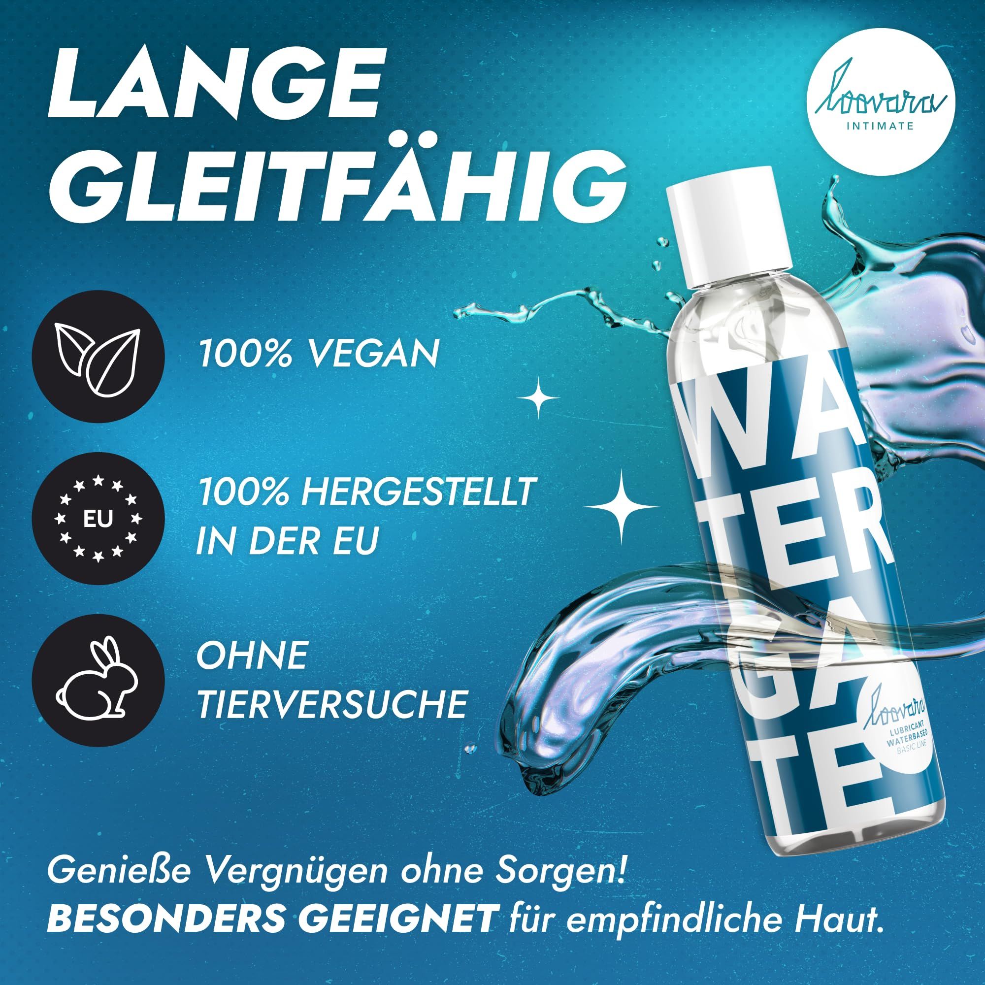100% veganes Gleitgel, hergestellt in der EU, ohne Tierversuche.