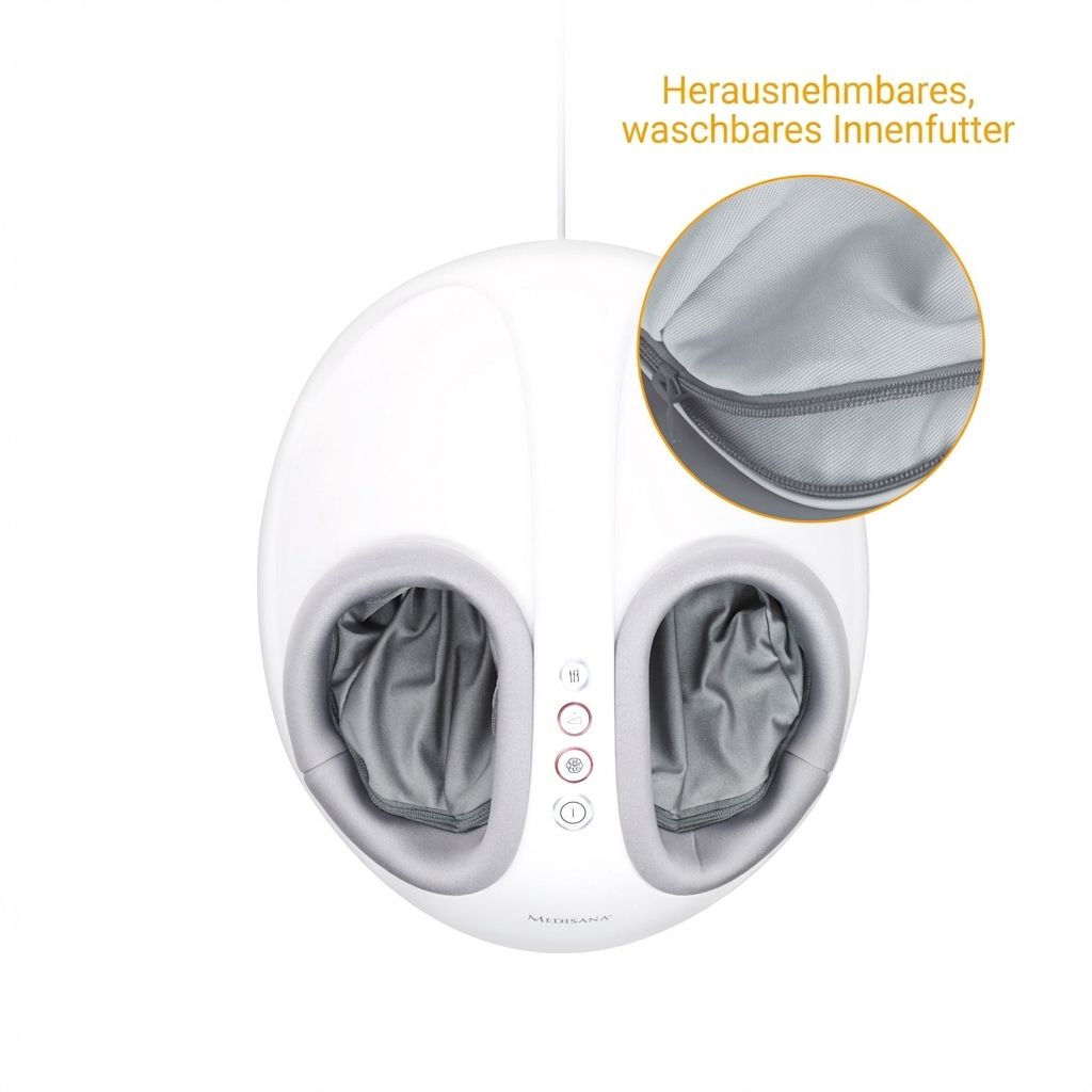 Shiatsu-Fußmassagegerät mit abnehmbarem, waschbarem Innenfutter.