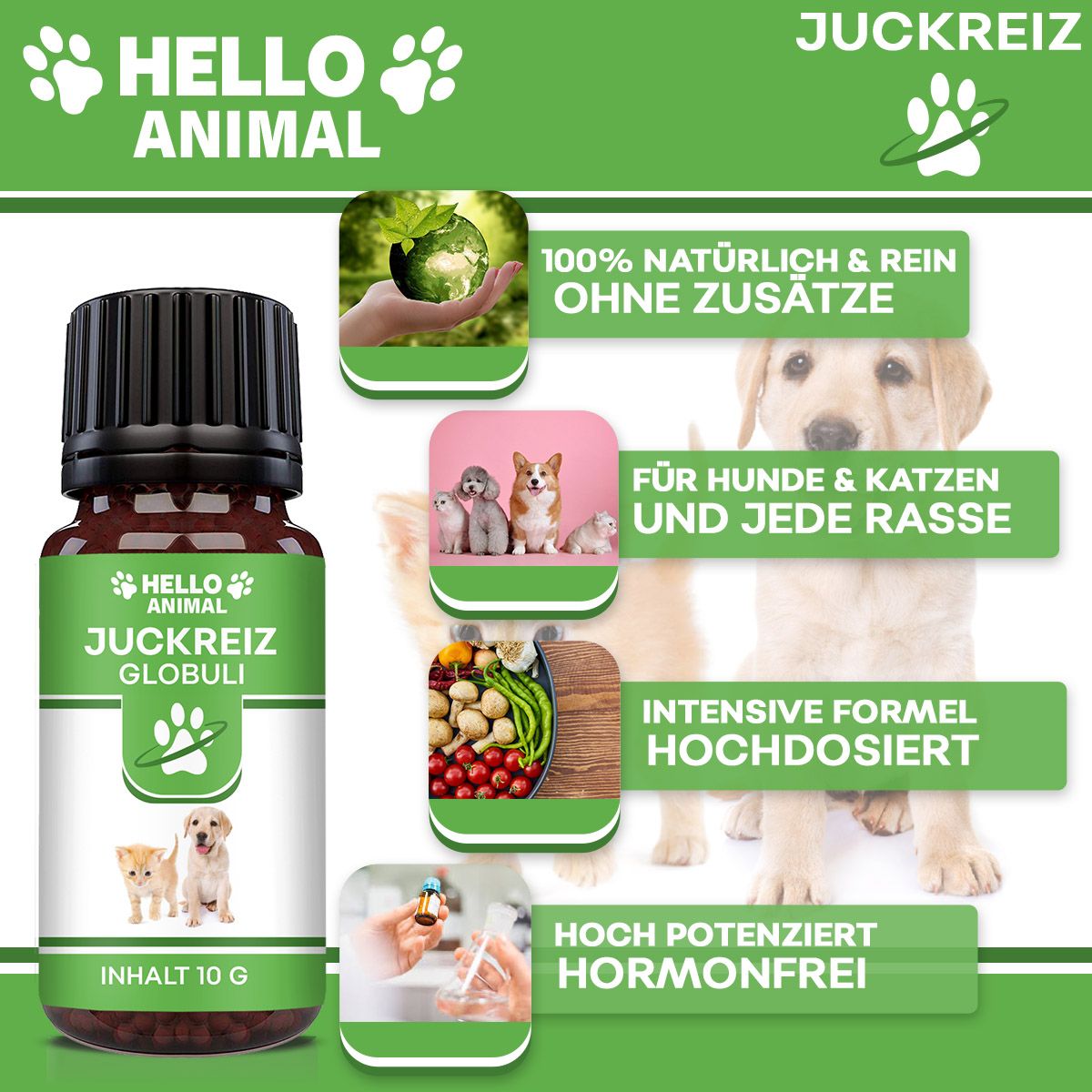 Hello Animal® | Juckreiz Kügelchen für Hund und Katze