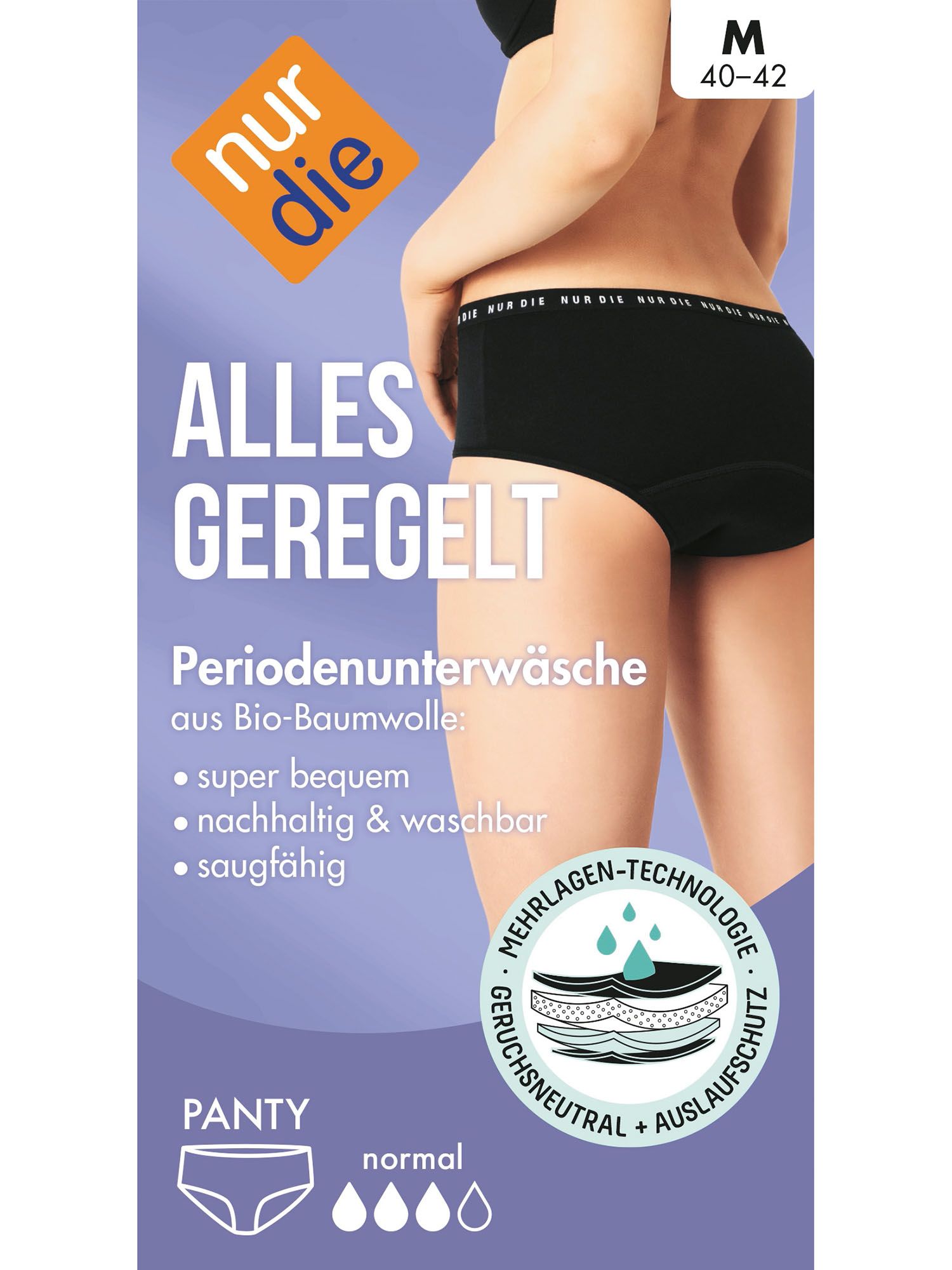 NUR DIE Periodenunterwäsche Alles Geregelt Panty normal - schwarz