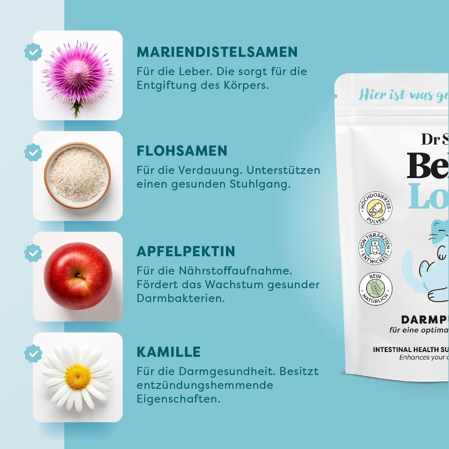 Dr. SAM BellyLove Cat - Hochdosiertes Darmpulver. Bringt Magen und Darm in Balance.