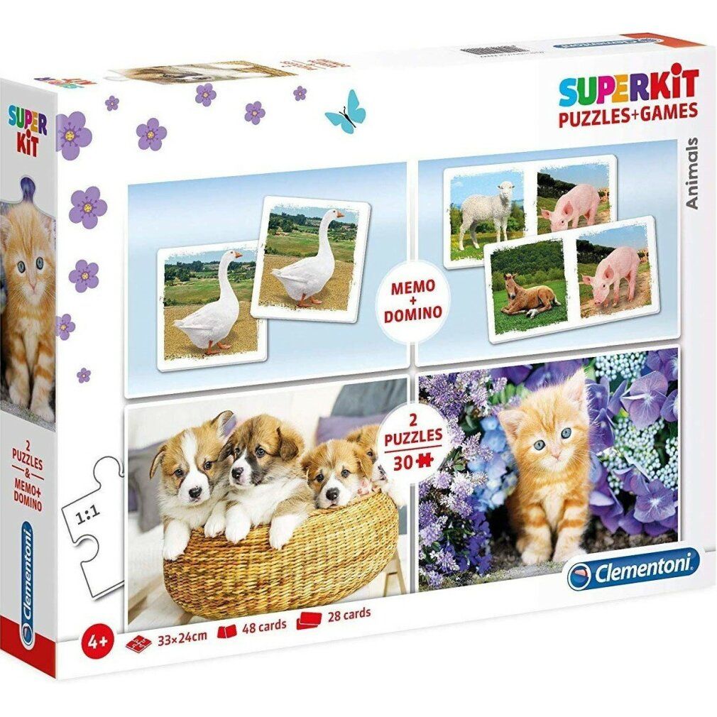 Clementoni Superkit Puzzle Animals 2X30L1. Memo+Dom
