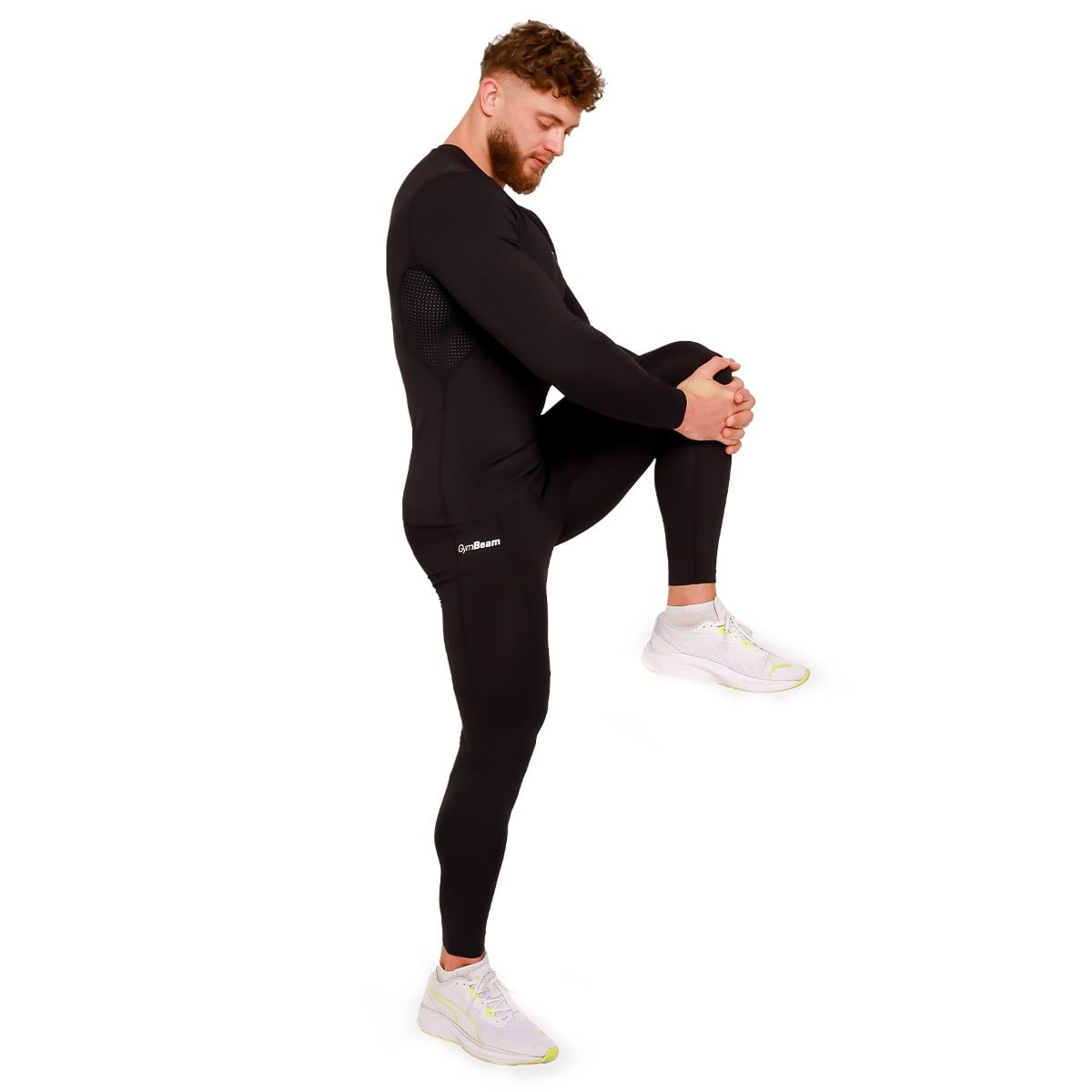 GymBeam Leggings Herren Slim mit Taschen Black High Kompression