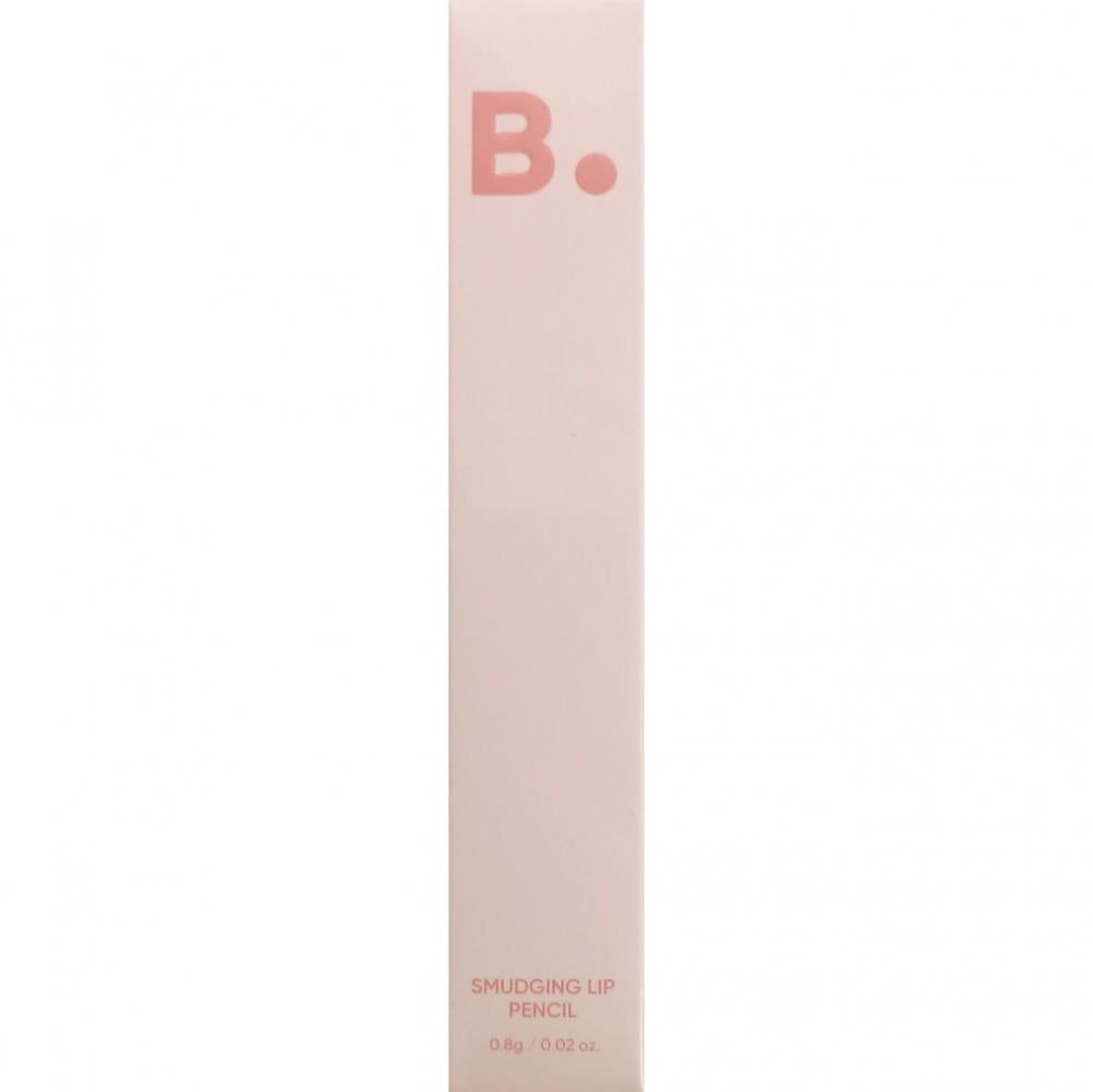 Helle rosafarbene Verpackung mit der Aufschrift 'B.' und 'SMUDGING LIP PENCIL'.