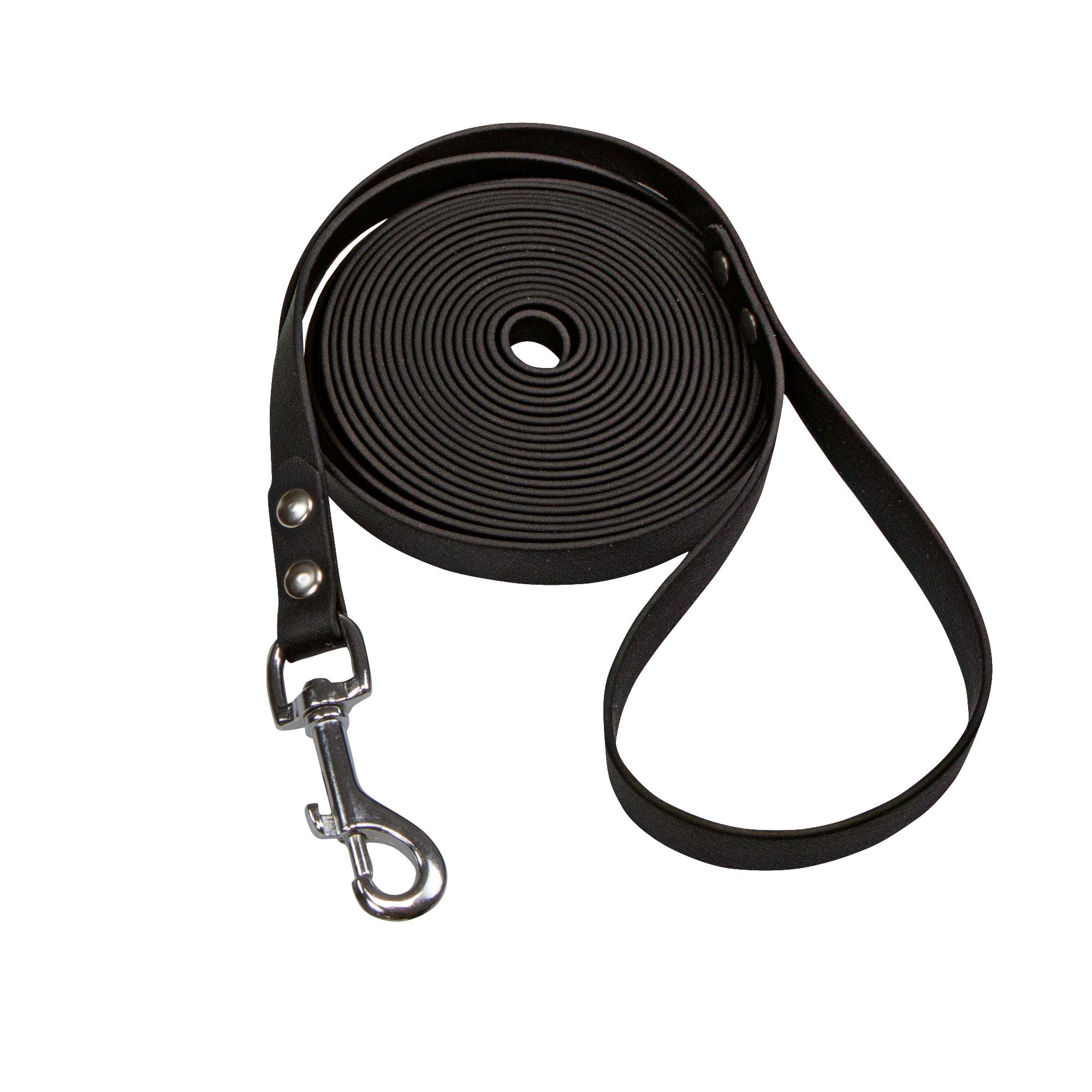 Schecker Biothane® Schleppleine Schwarz mit Handschlaufe 5 m / 9 mm strapazierfähig