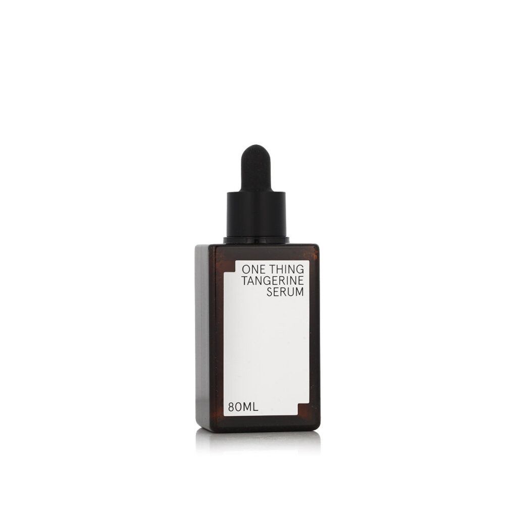Braune Glasflasche mit schwarzer Pipette. Aufschrift: ONE THING TANGERINE SERUM. Unterhalb: 80ml.