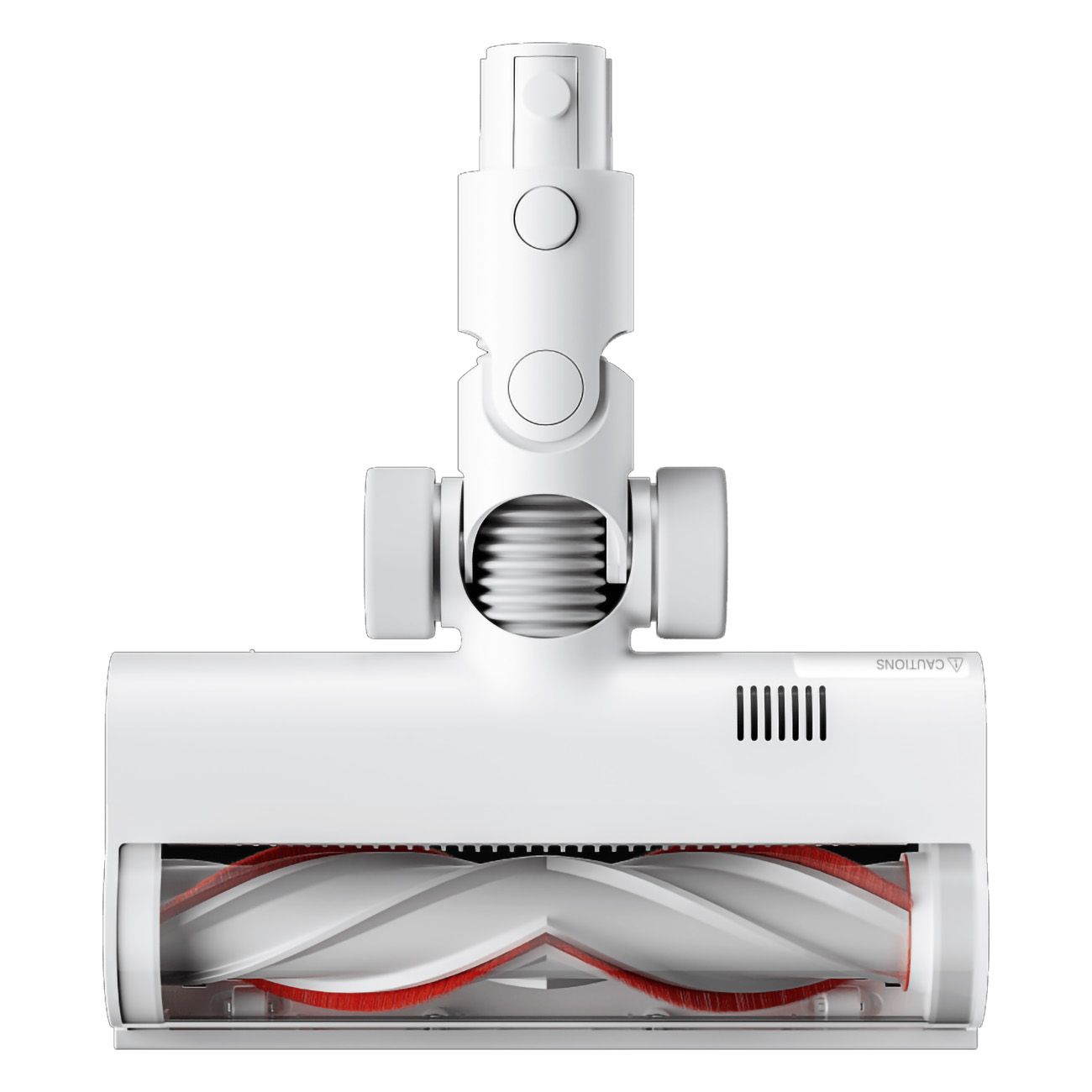 Bürstenkopf für Staubsauger, weiß. Mit rotierenden Bürsten und Gitter.