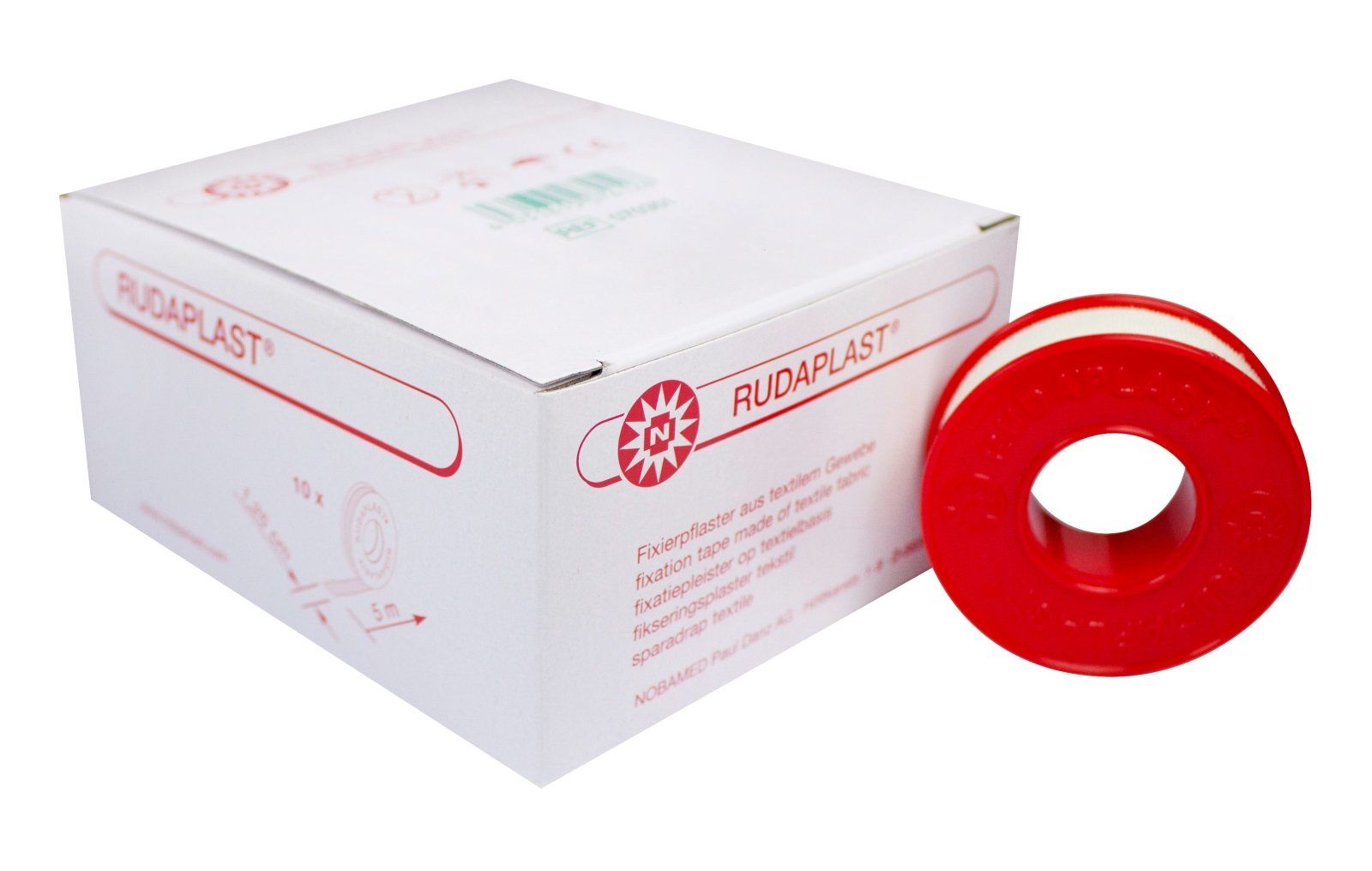 NOBA Rudaplast Fixierpflaster 10 Rollen 1,25 cm x 5 m