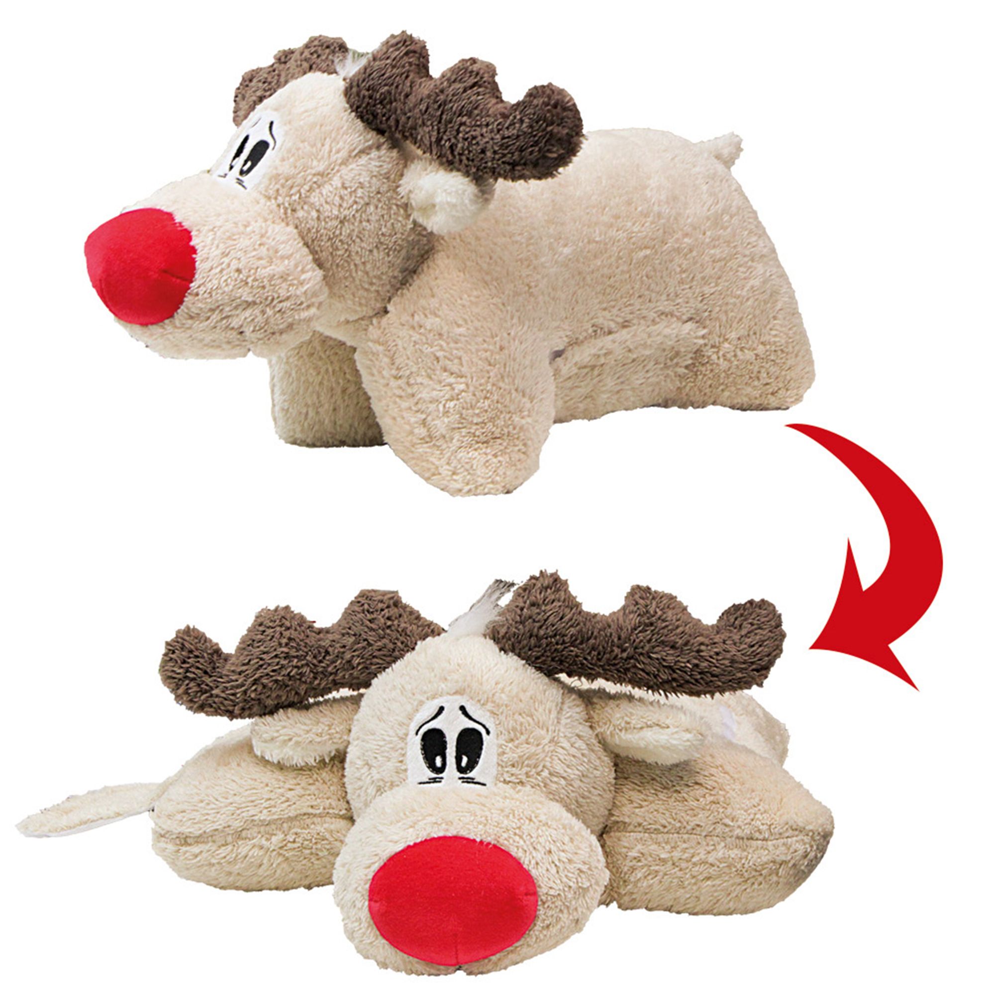 Kopfkissen "Red Nose Elch" für Hunde - Weihnachten - Kuscheln und Spielen im einem