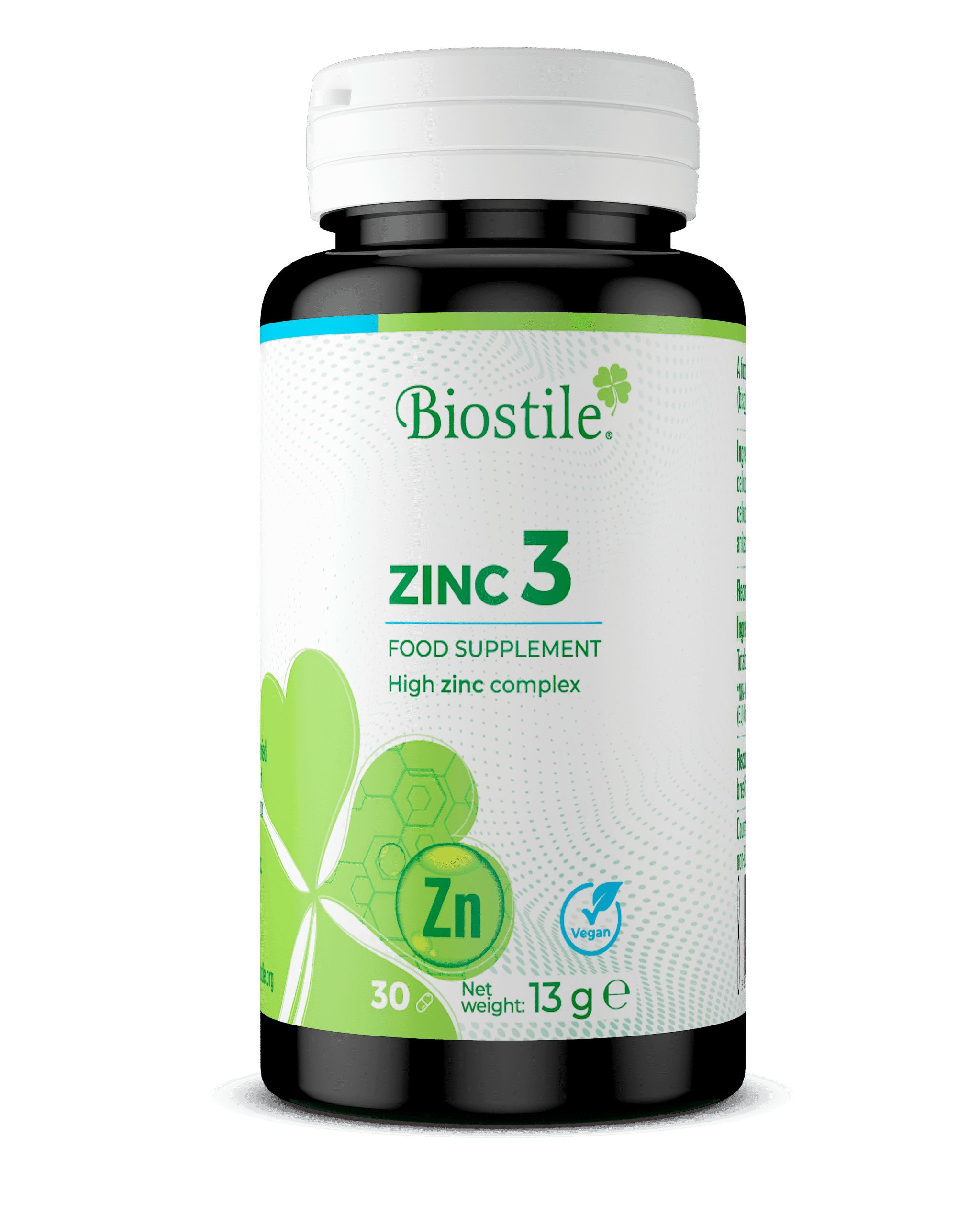 Biostile Zinc 3 Kapseln mit Zinkformen aus Bisglycinat, Gluconat und Citrat, 30 St., vegan St