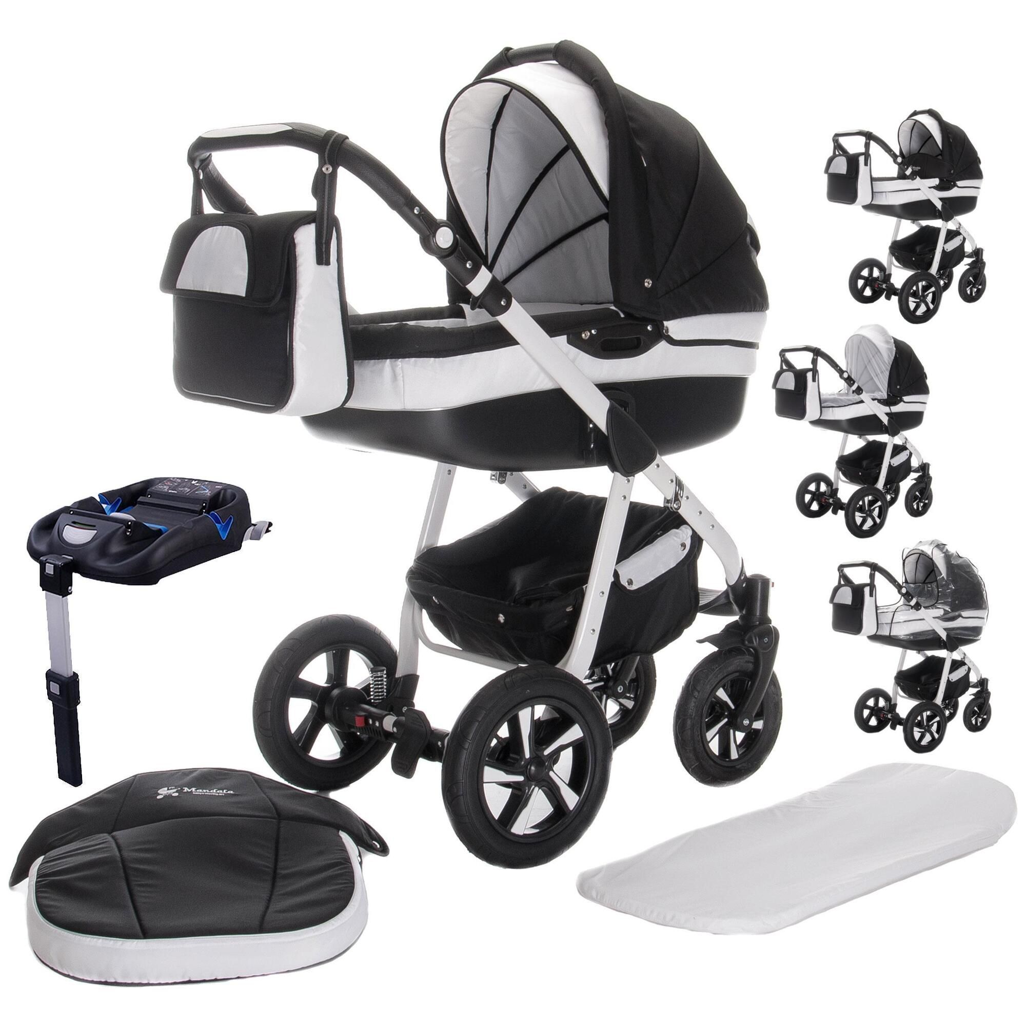 Friedrich Hugo Mandala 4 in 1 Kinderwagen & Isofix Hartgummireifen Set, Flat White