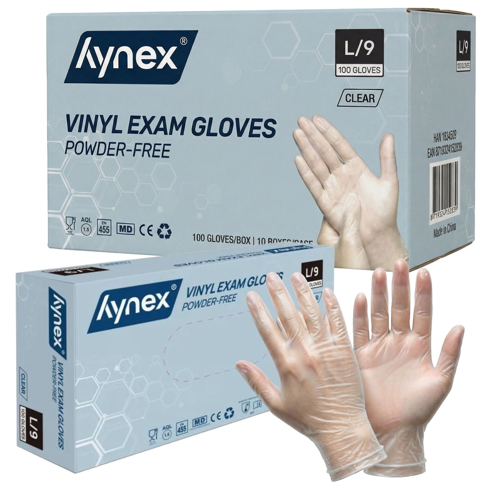 Hynex Vinylhandschuhe transparent puderfrei 4,5g für Pflege Medizin Lebensmittel 1000 St