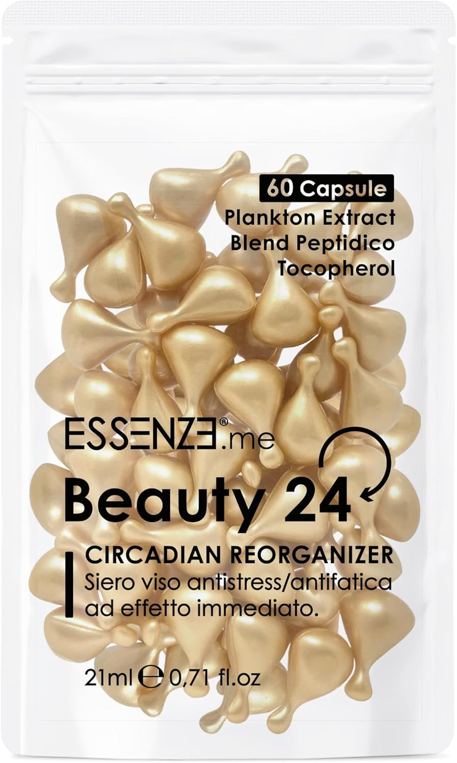Essenze.me Beauty 24 Capsule Siero Viso e Contorno Occhi Antietà Antistress - 60 Capsule Monodose
