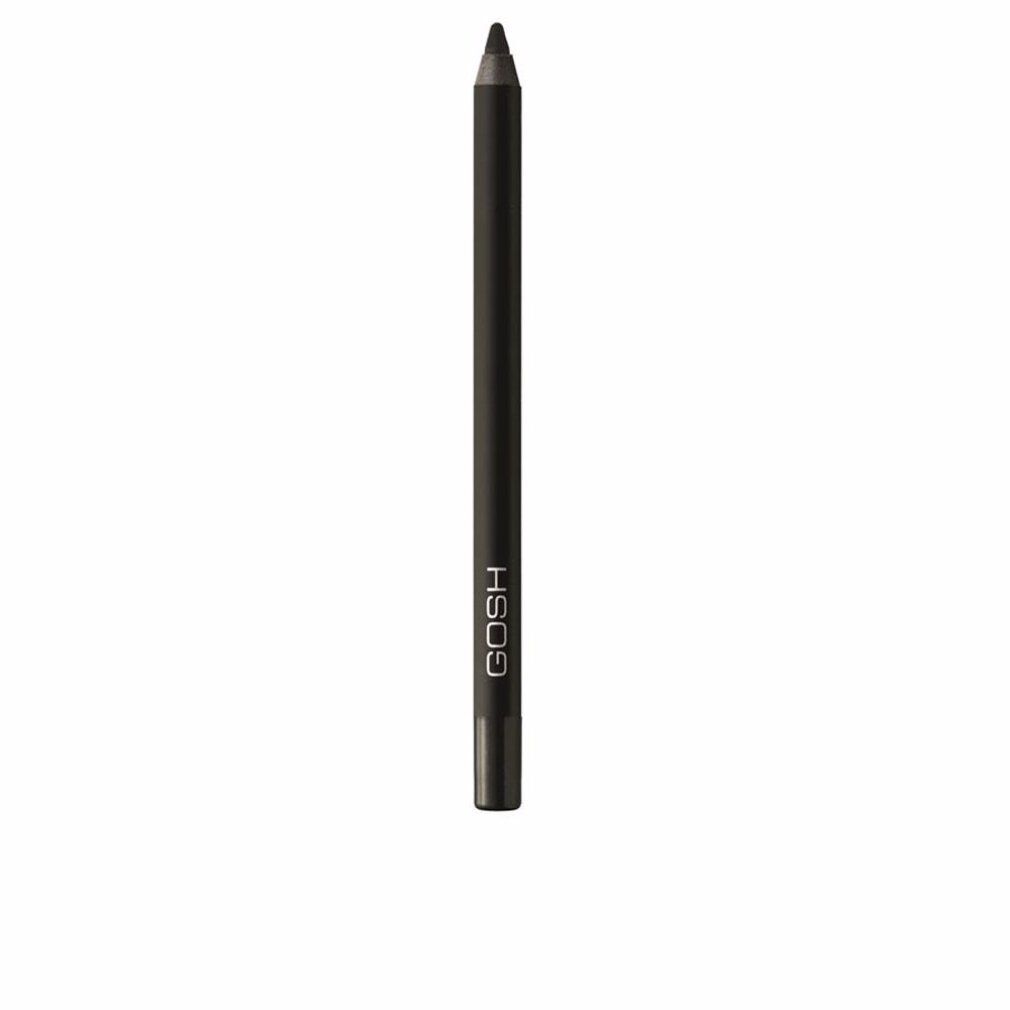 GOSH Velvet Touch Eyeliner Waterproof 022 Carbon Black. Schwarzer, stiftförmiger Eyeliner mit der Aufschrift GOSH.