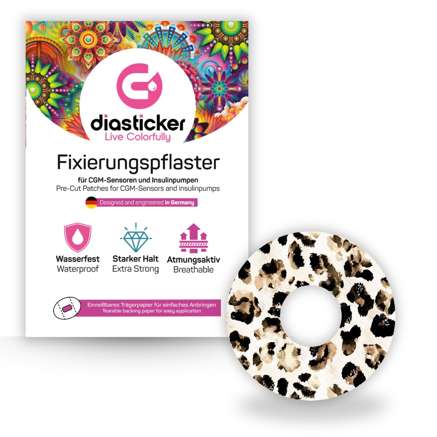 Diasticker® FreeStyle Libre 3 / 3 Plus Fixiertapes "Cheetah"