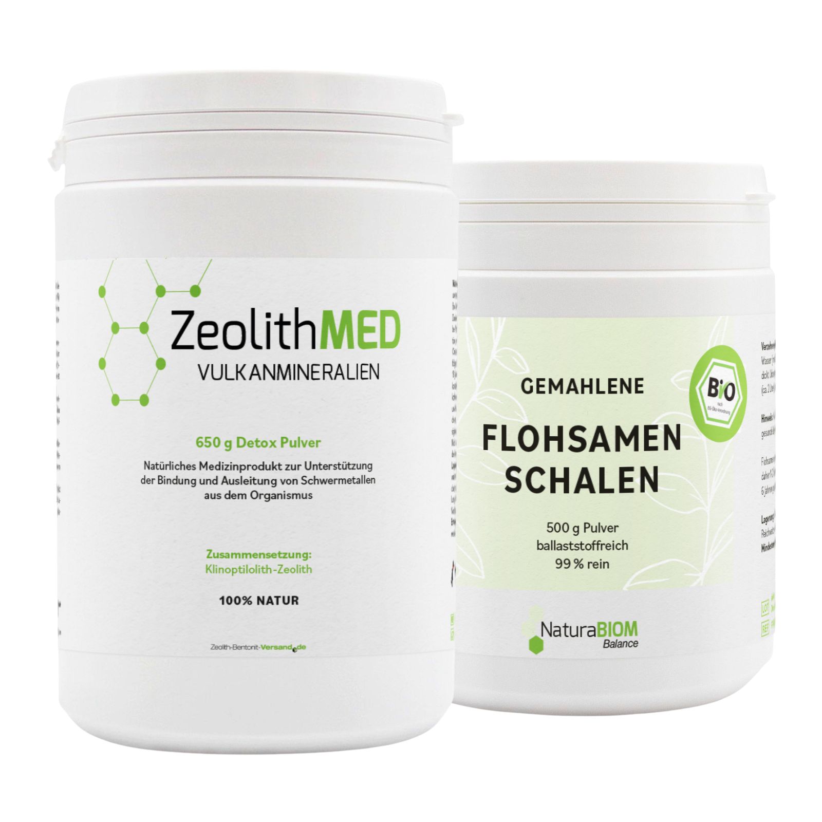 DARM BALANCE SET aus ZeolithMED Detox-Pulver & BIO Flohsamenschalen Pulver extra fein