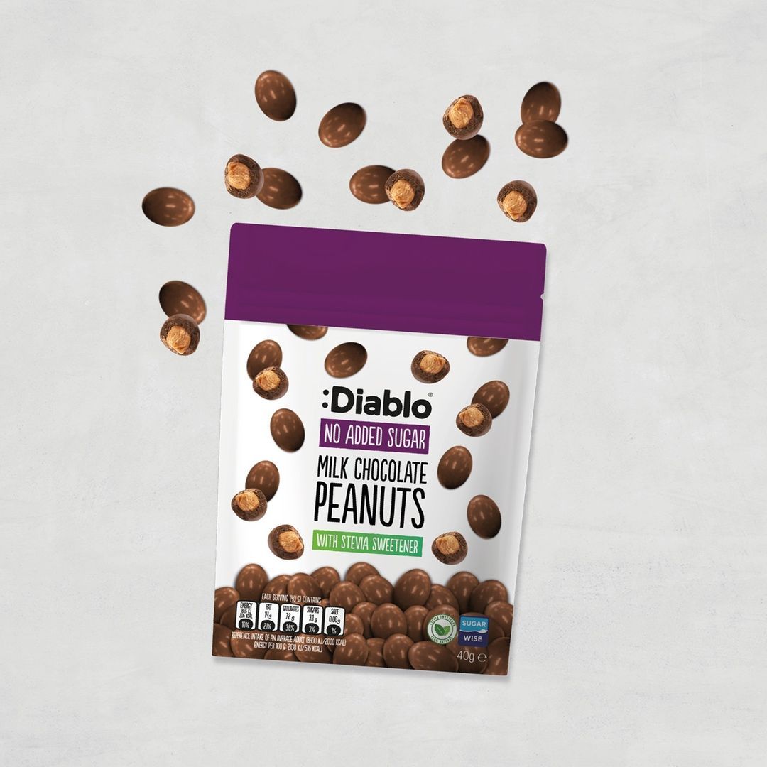 :Diablo No Added Sugar Milk Chocolate Peanuts 0,04 kg Bonbons