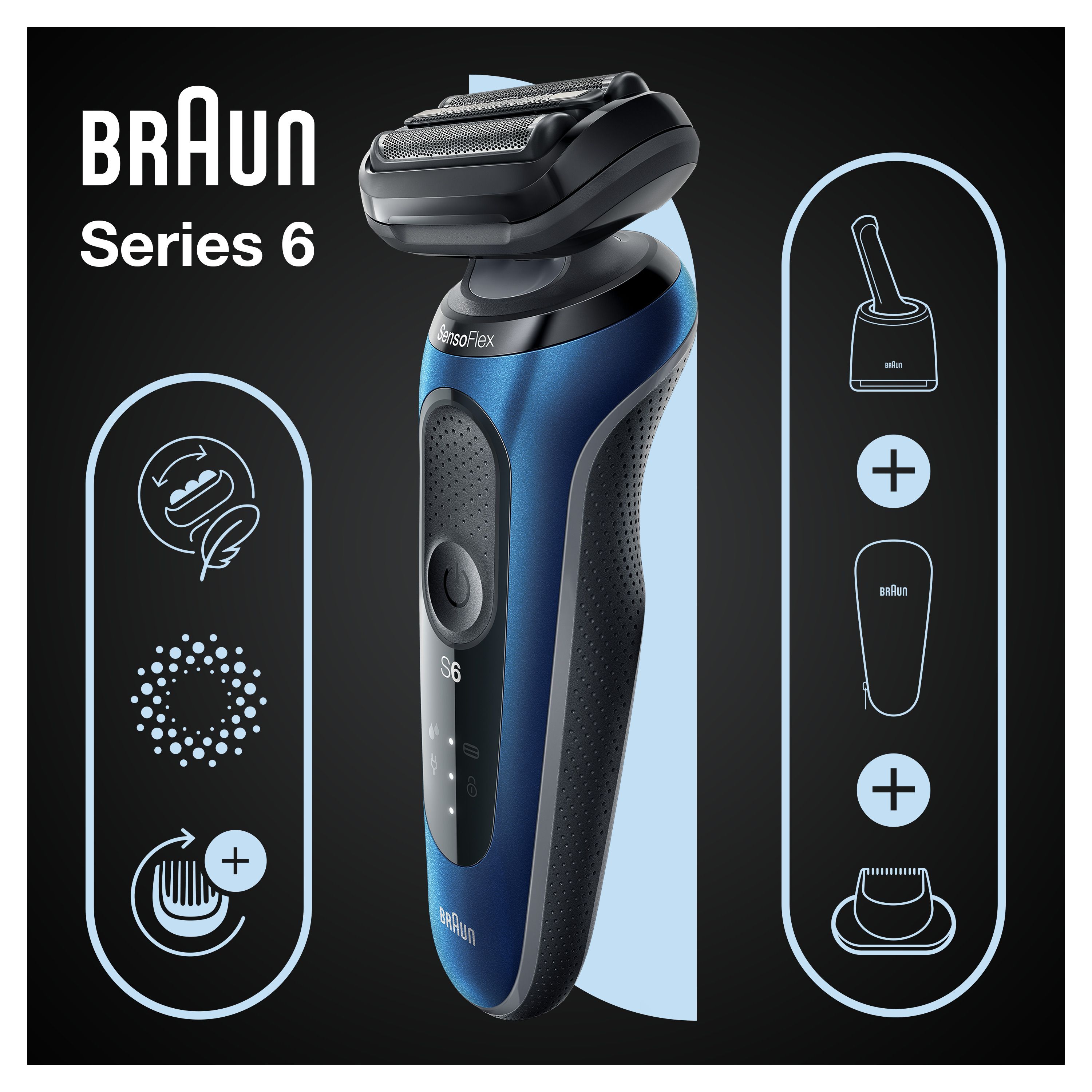 Braun - Elektrischer Rasierer für Männer "Series 6 60-B7200cc" in Blau