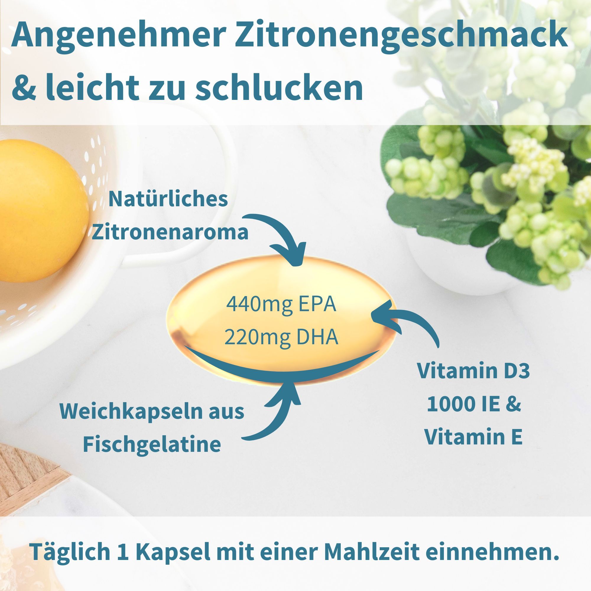 Igennus Omega-3 Fischöl mit D3 1000 IE, EPA DHA Fettsäuren, Triglyceridform rTG, Rein IFOS