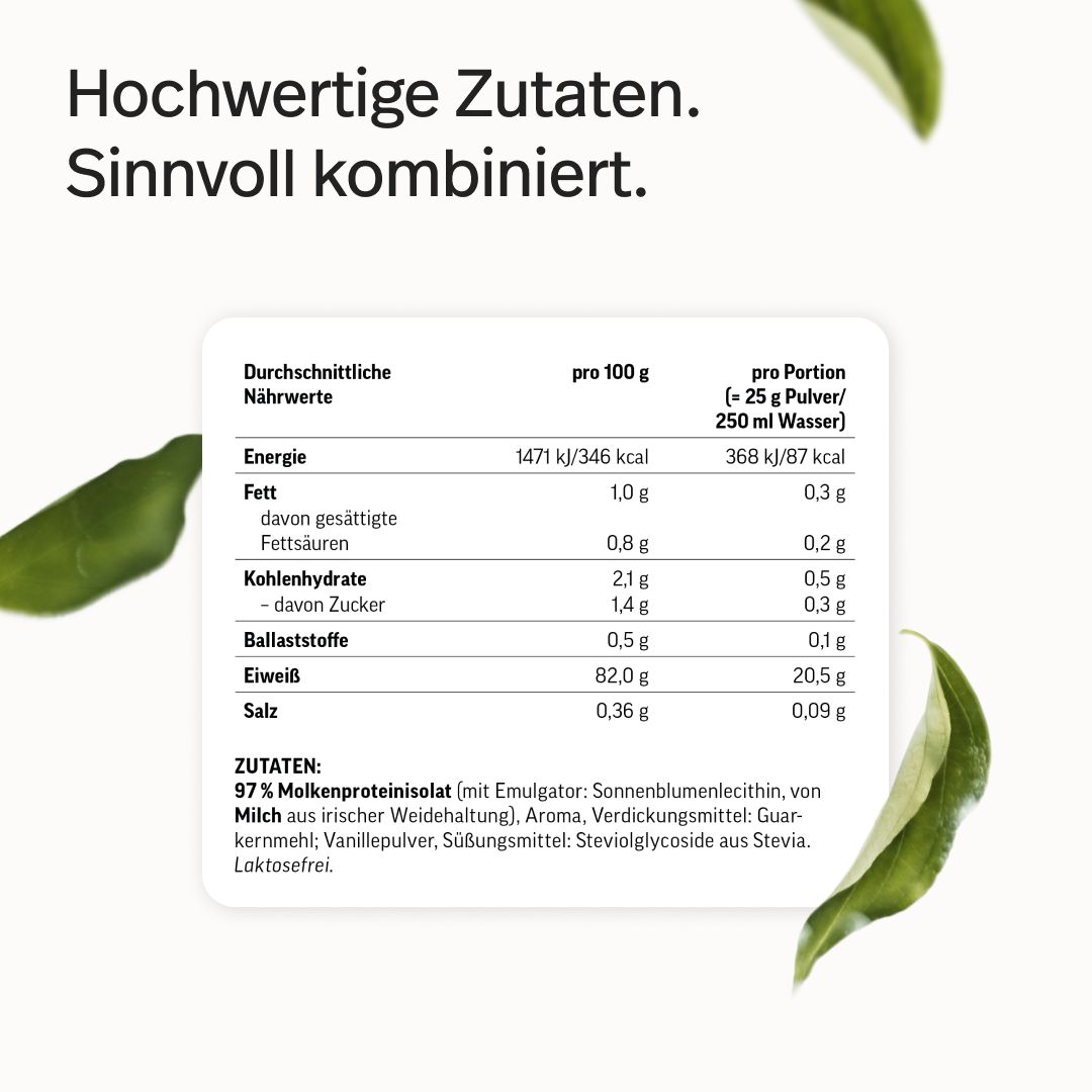 edubily® Whey Protein Isolat aus irischer Weidehaltung Vanille