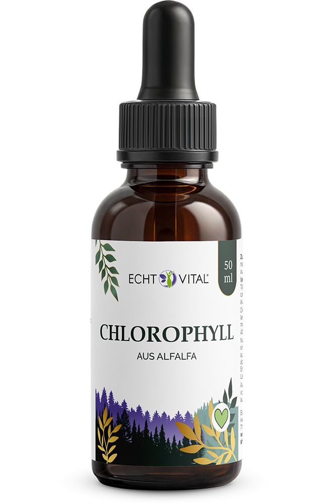 Echt Vital Chlorophyll Tropfenflasche, 50 ml, mit Pipette.