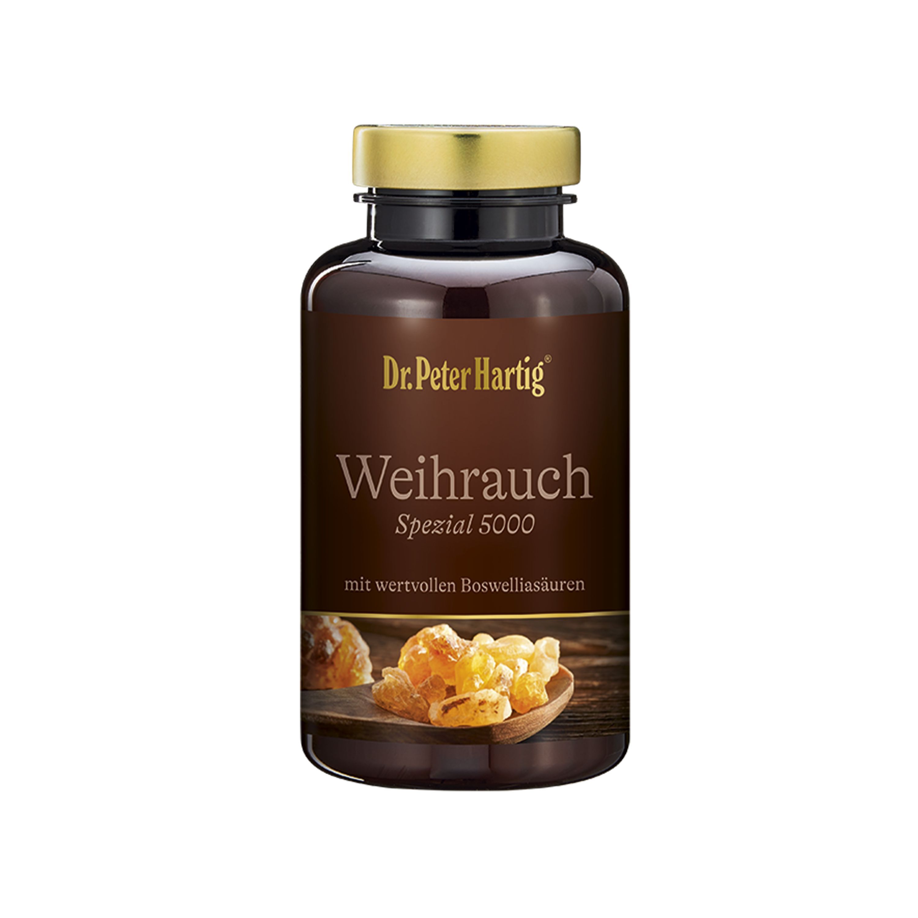 Werbebild mit Dr. Peter Hartig. Text: Natürlich wirksam! Für Ihre Gesundheit. Abbildungen von Weihrauch, Frau und Wirbelsäule.