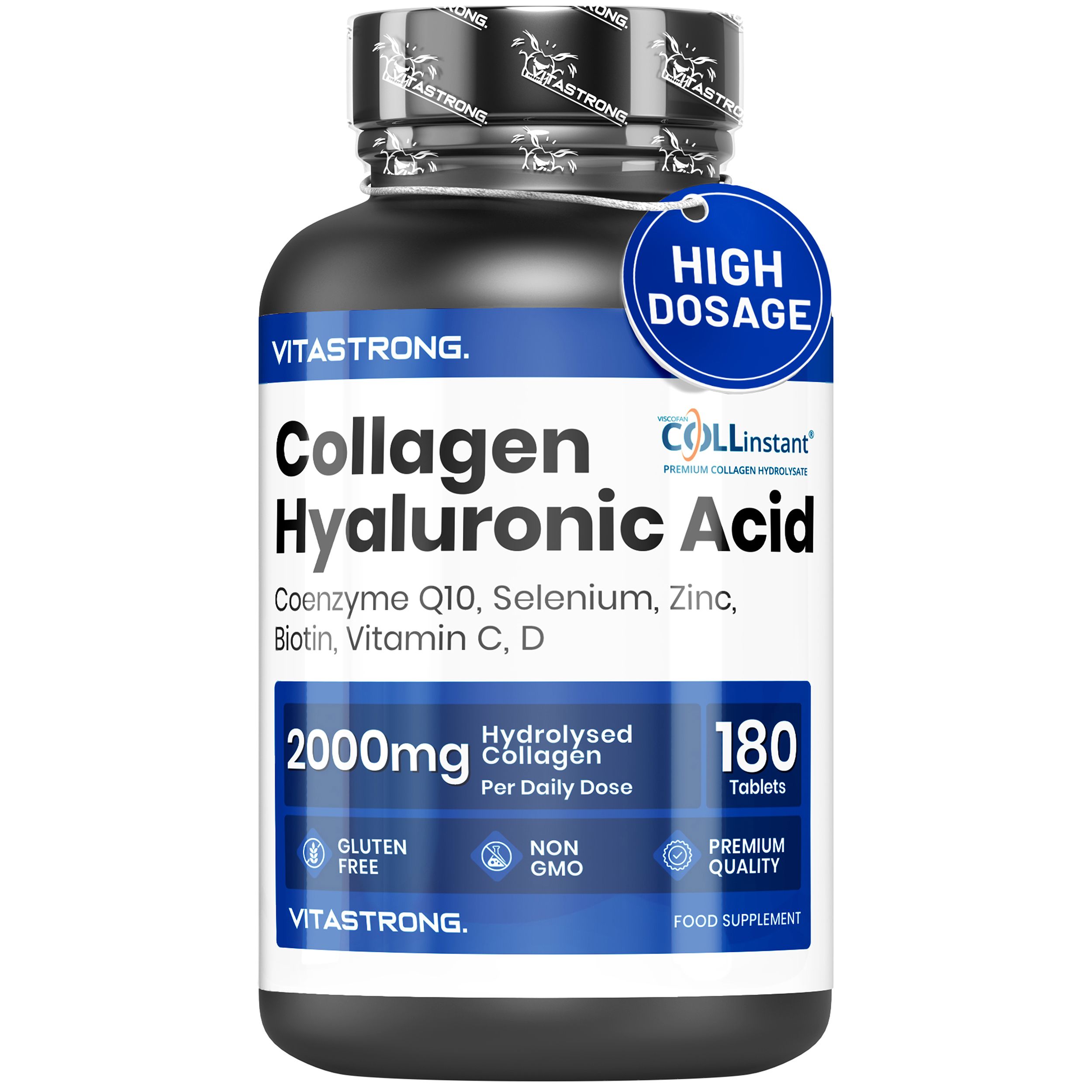 Vitastrong Collagen Hyaluronsäure - 2000mg COLLinstant Kollagen 180 Tabletten St