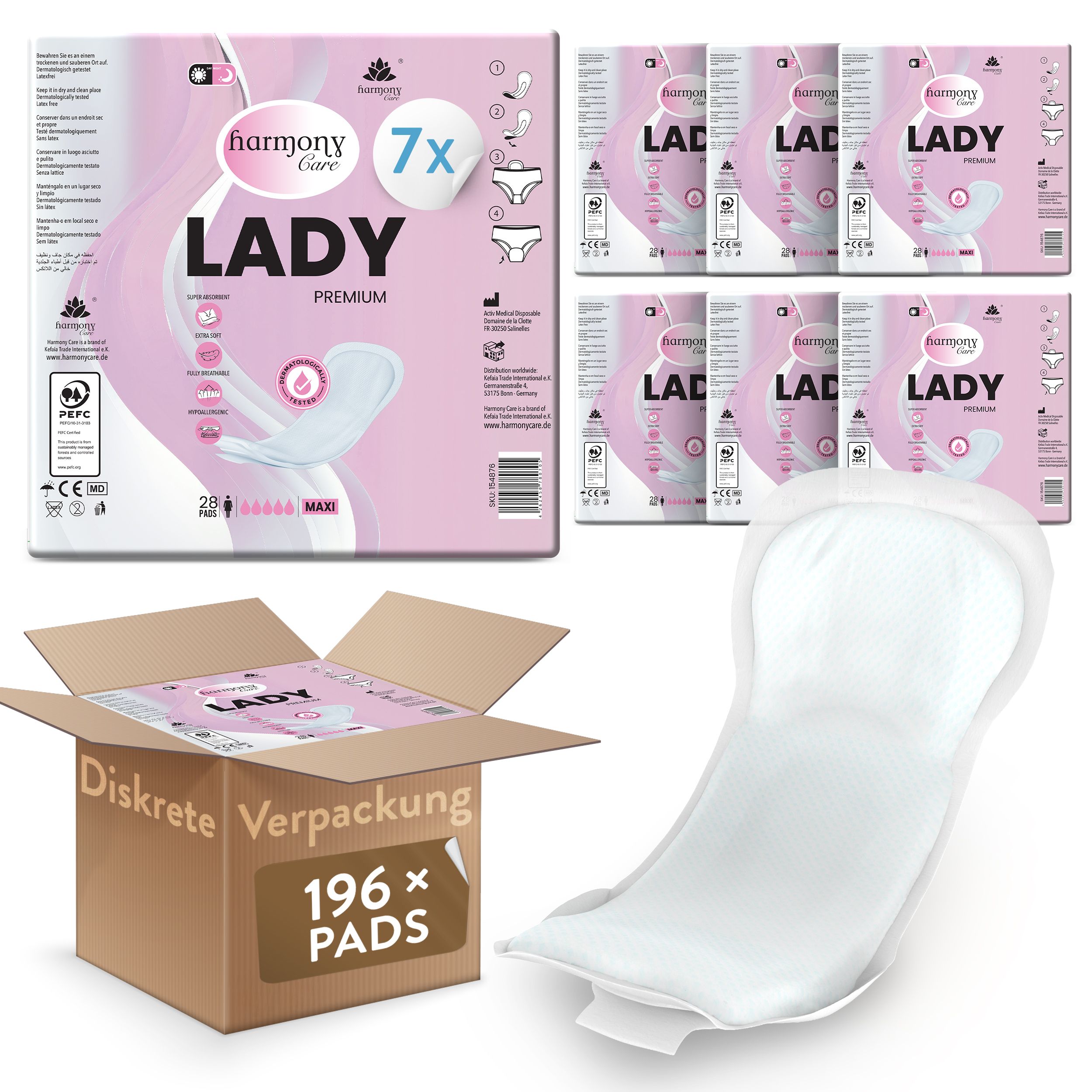 Harmony Care® Lady - saugstarke Inkontinenzeinlagen für Damen – Auslaufschutz & Geruchskontrolle