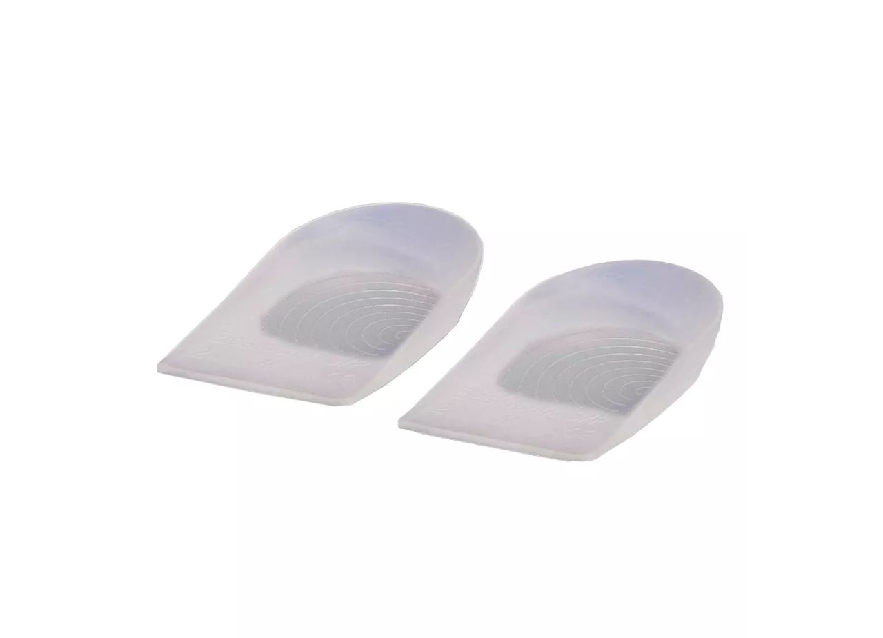 Zwei transparente Fersenkissen. Sichtbar sind die Form und das Material.